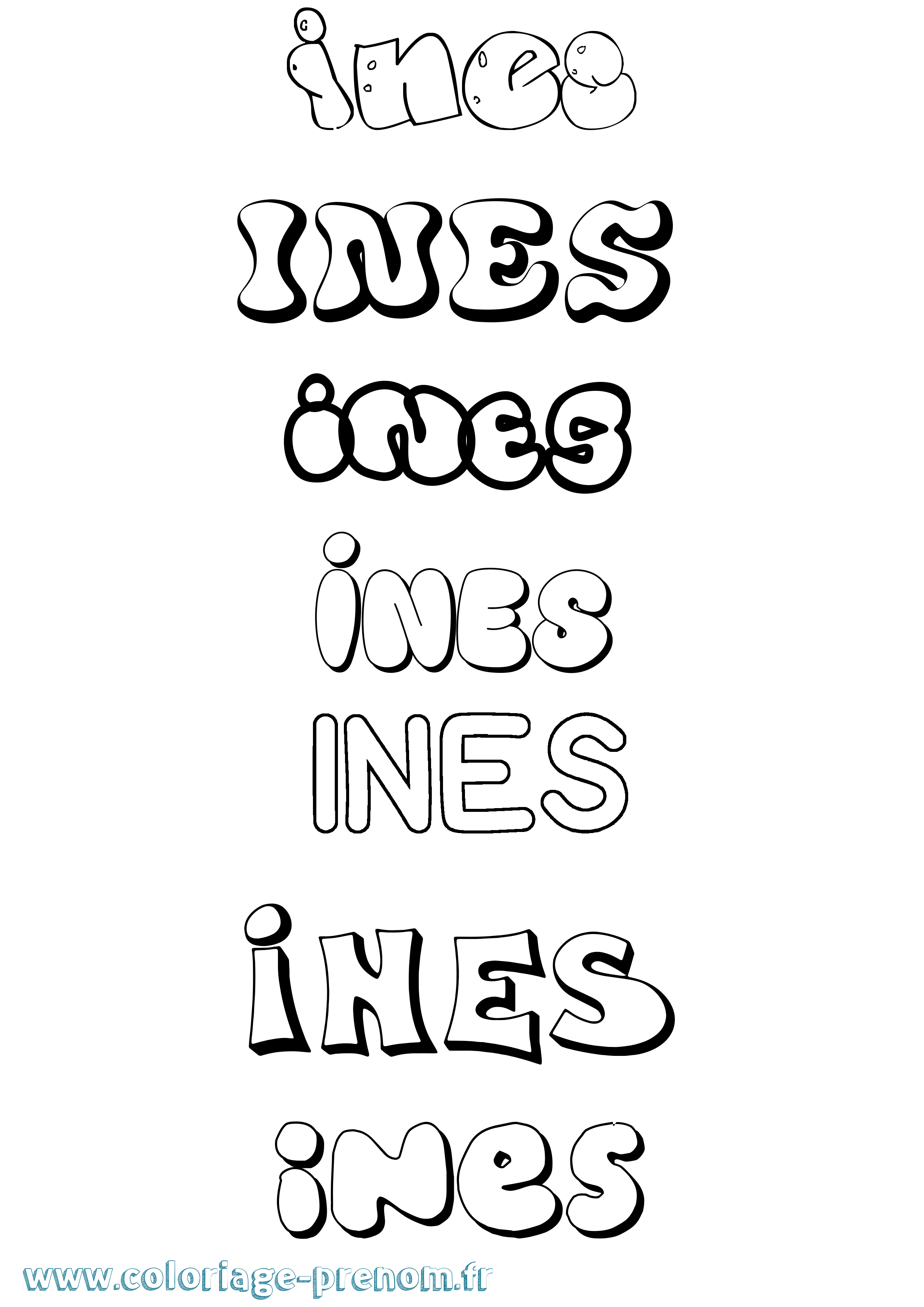 Coloriage Ines Coloriage prénom Ines