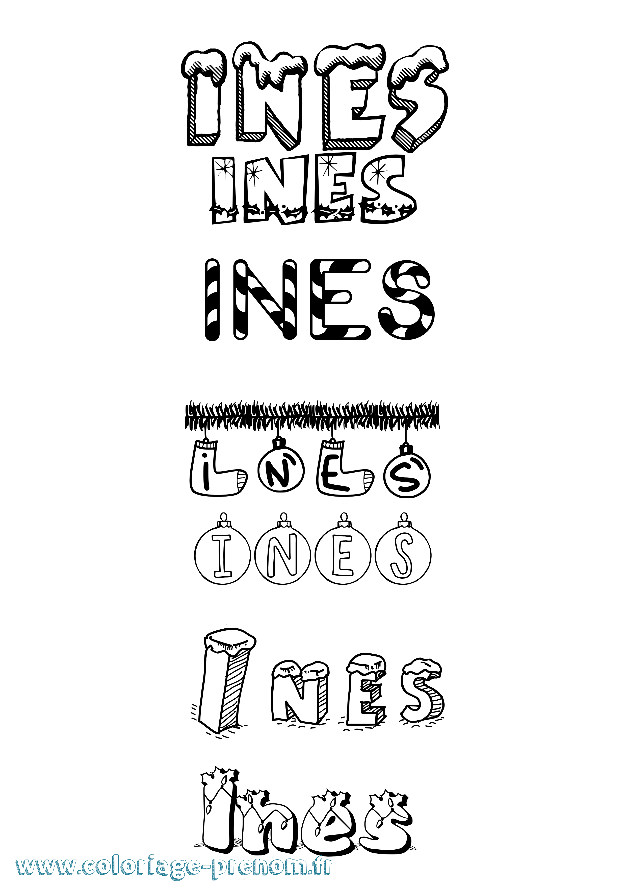 Coloriage Ines Coloriage prénom Ines
