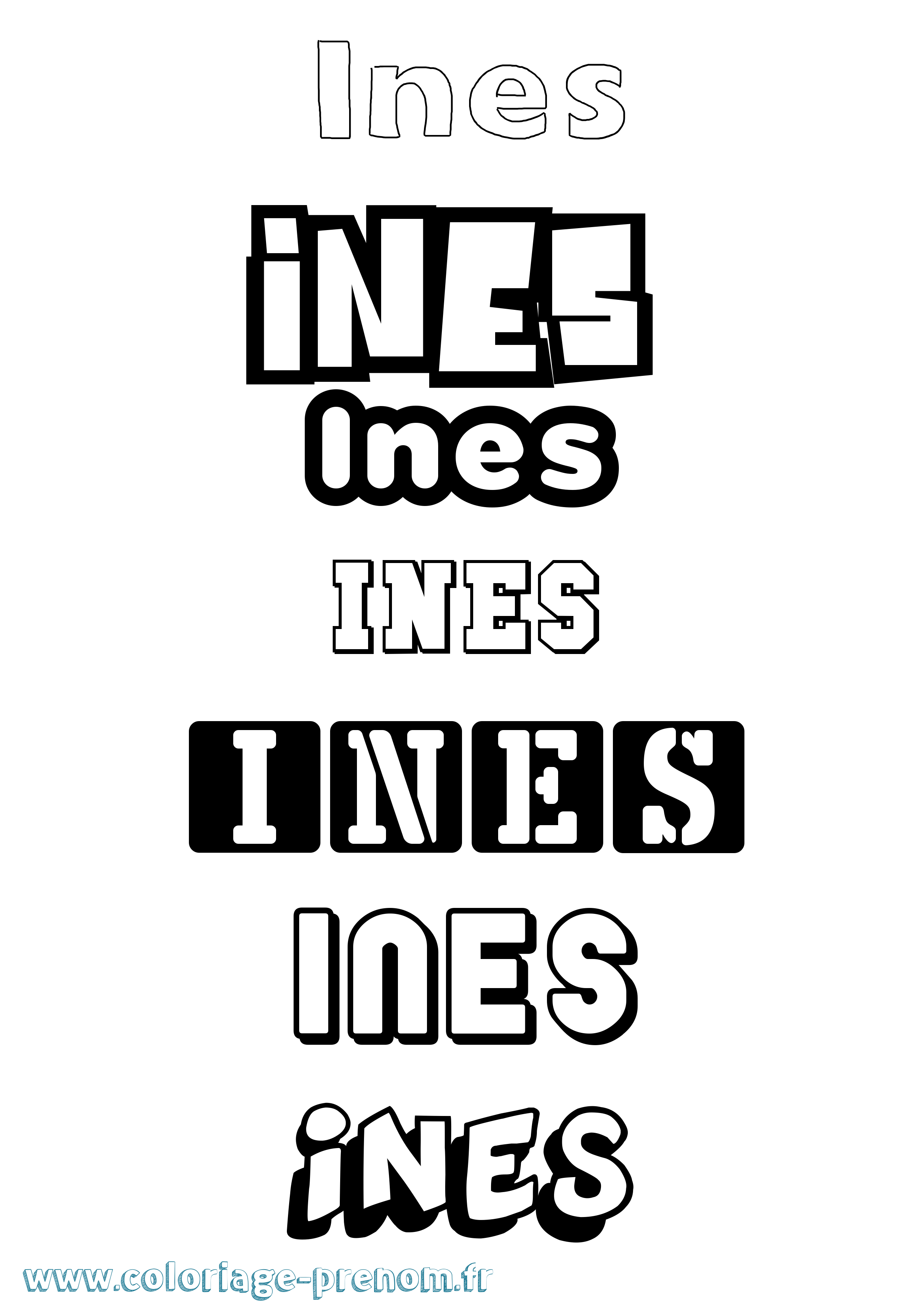 Coloriage Ines Coloriage prénom Ines