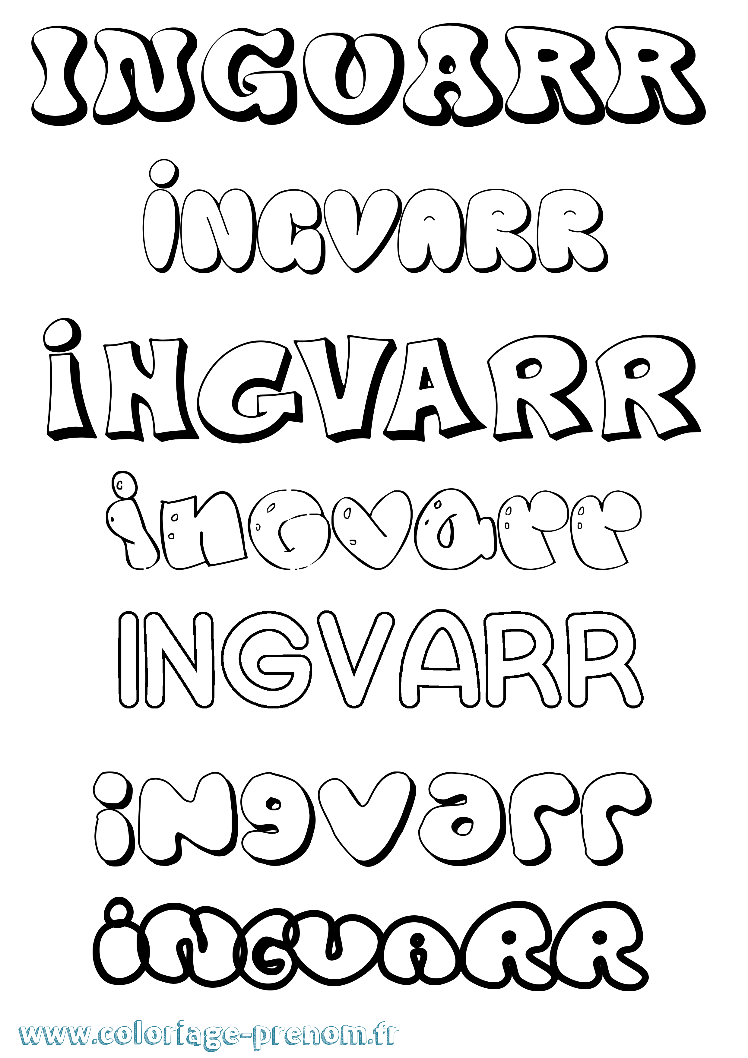 Coloriage prénom Ingvarr Bubble