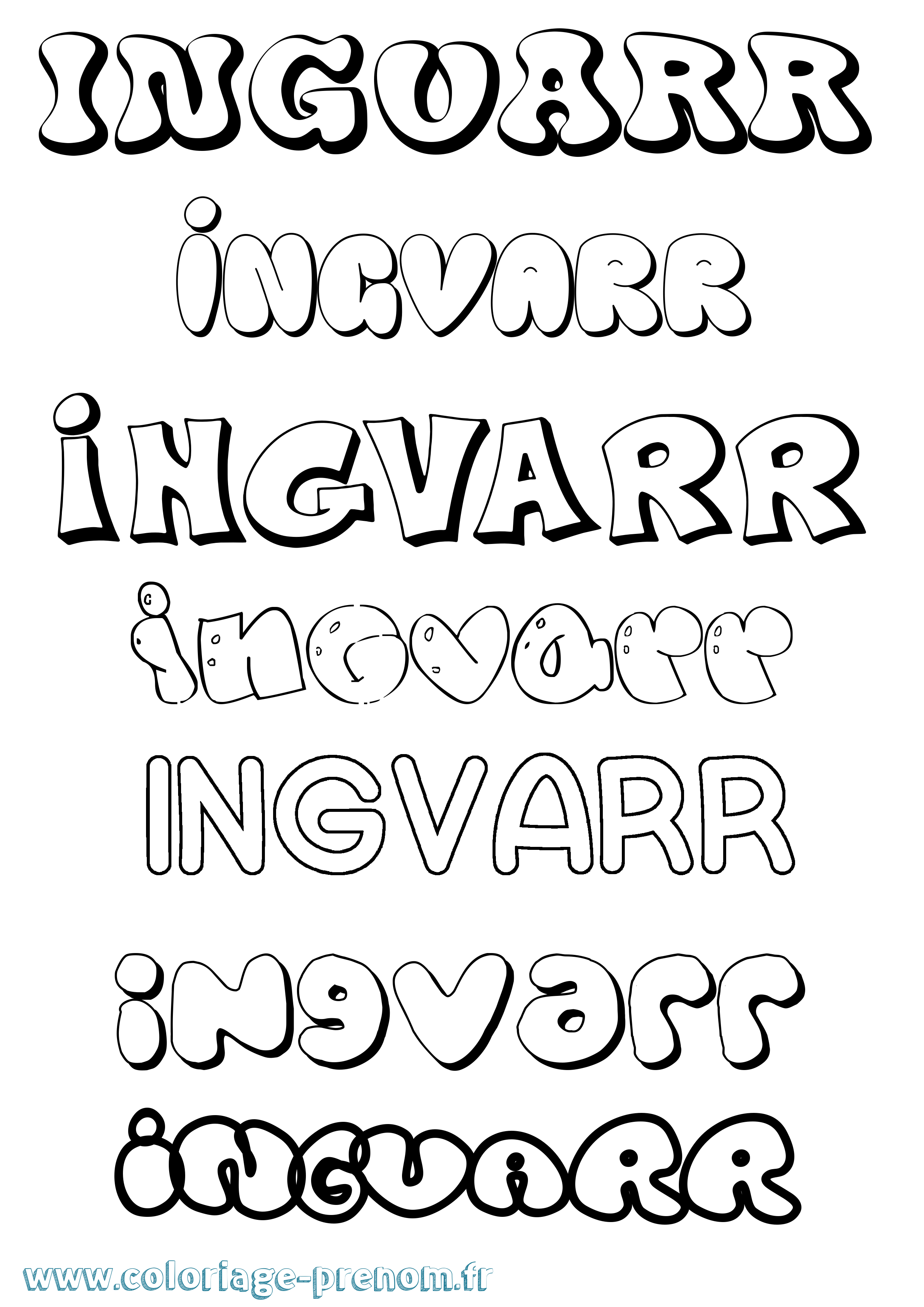 Coloriage Ingvarr Bubble Coloriage prénom Ingvarr Bubble