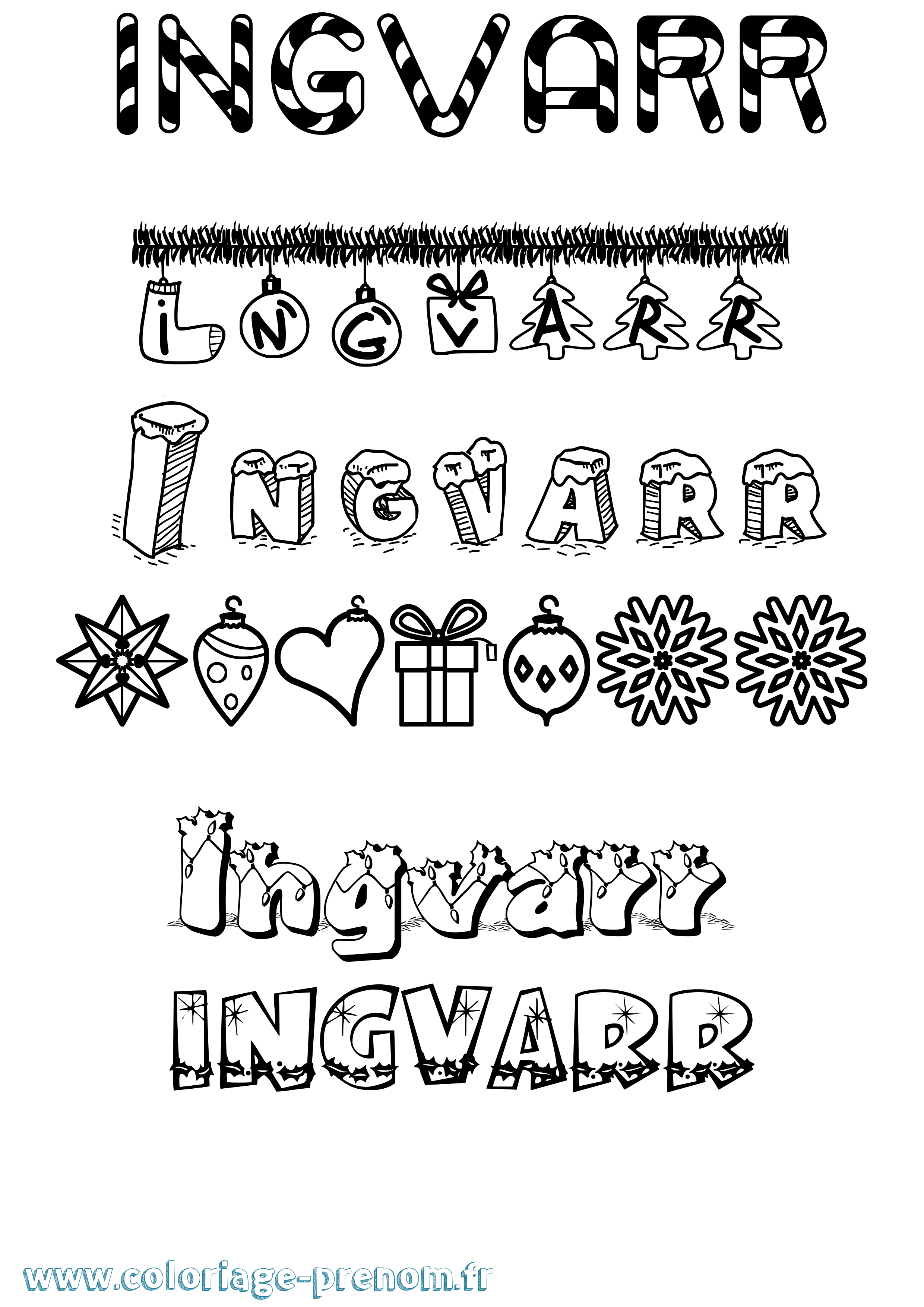 Coloriage prénom Ingvarr Noël