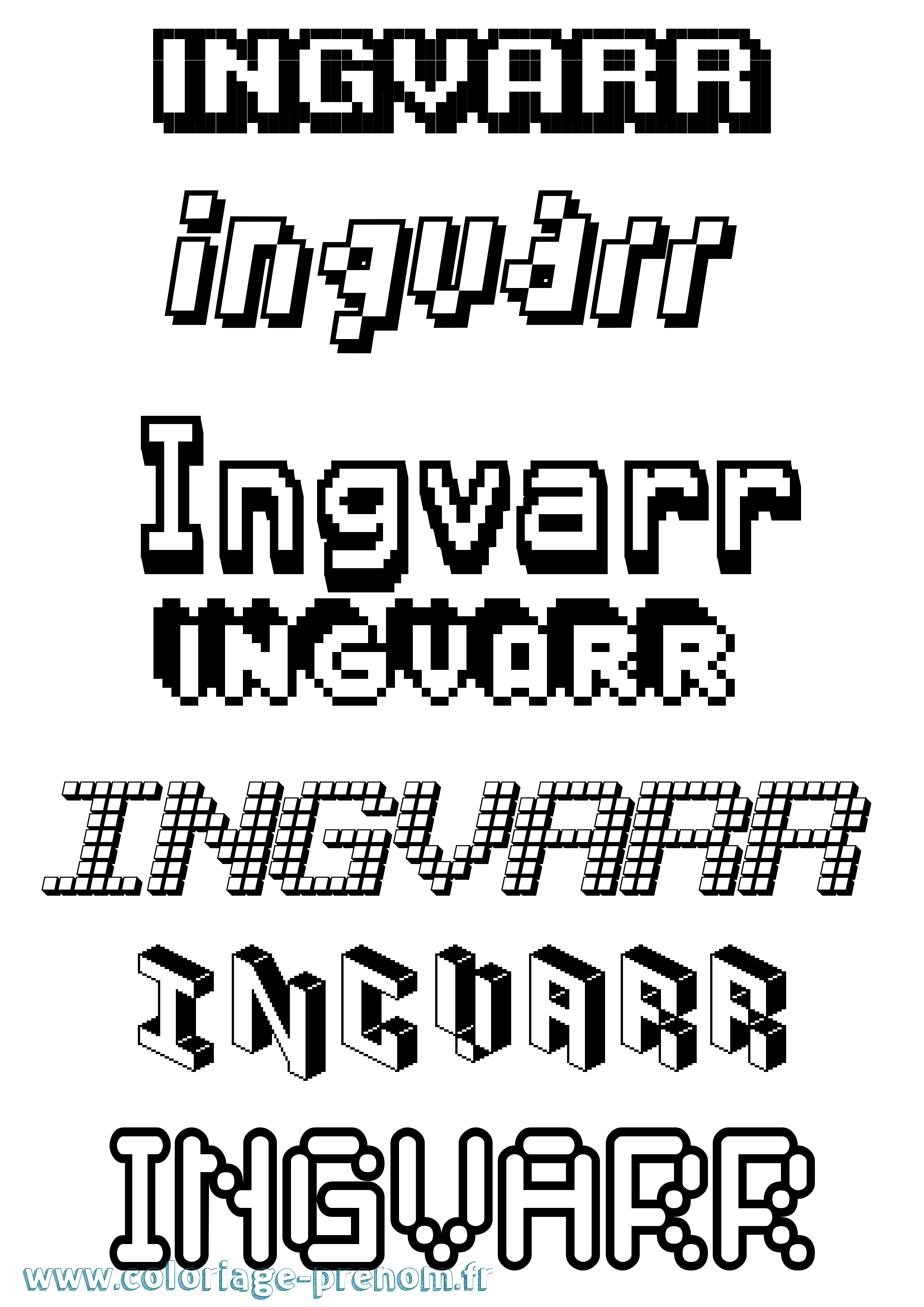 Coloriage Ingvarr Pixel Coloriage prénom Ingvarr Pixel