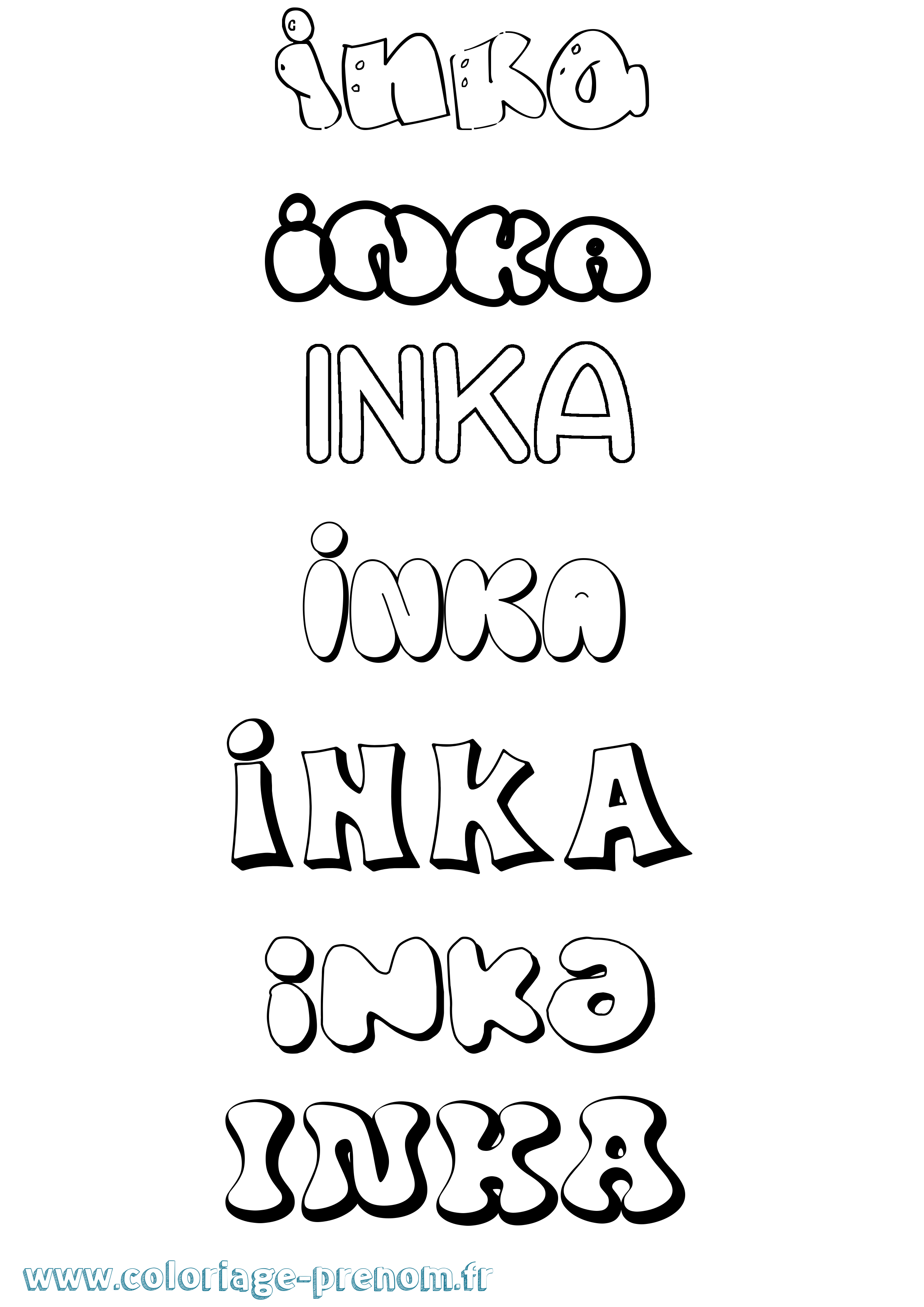 Coloriage prénom Inka Bubble
