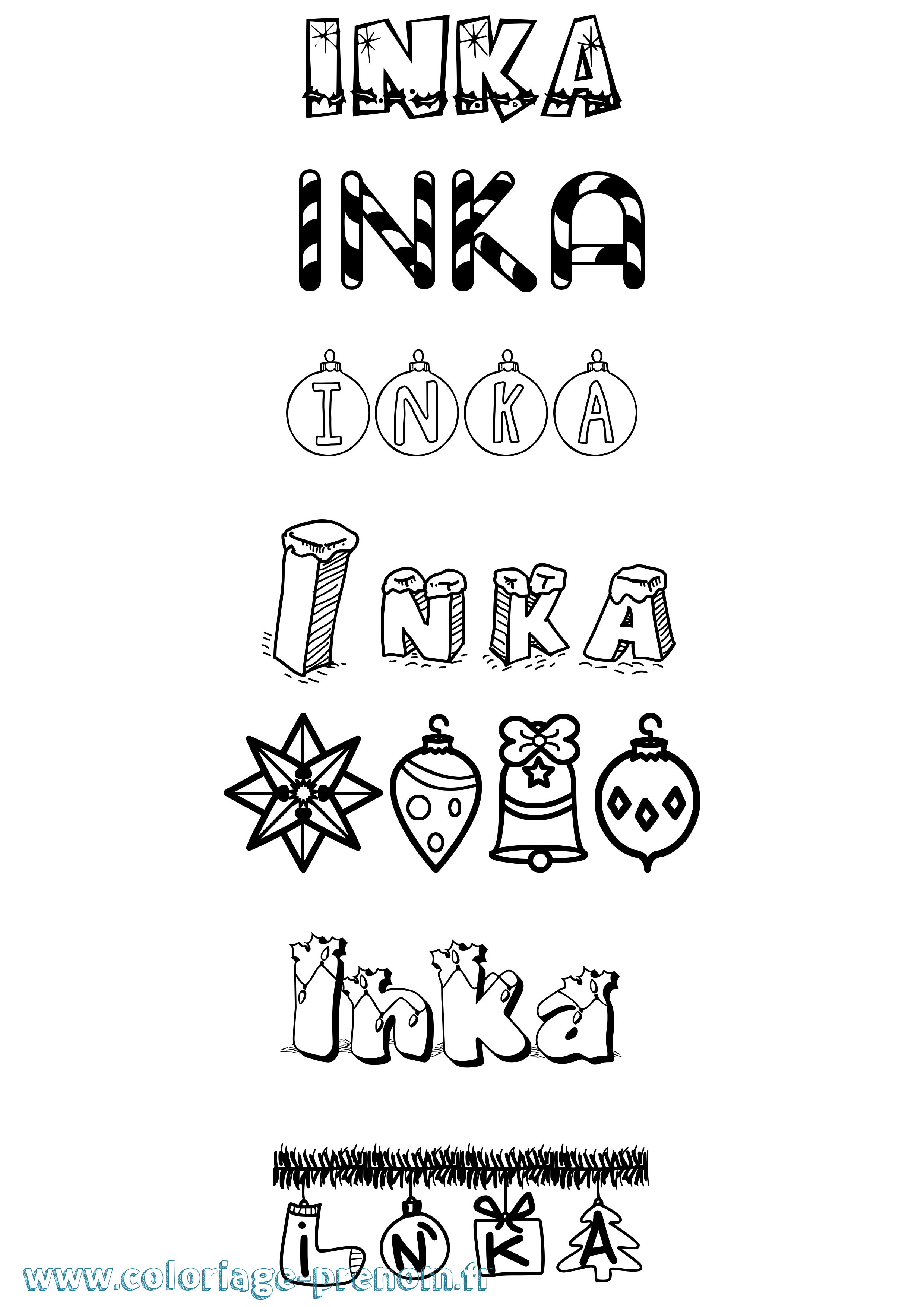 Coloriage prénom Inka Noël