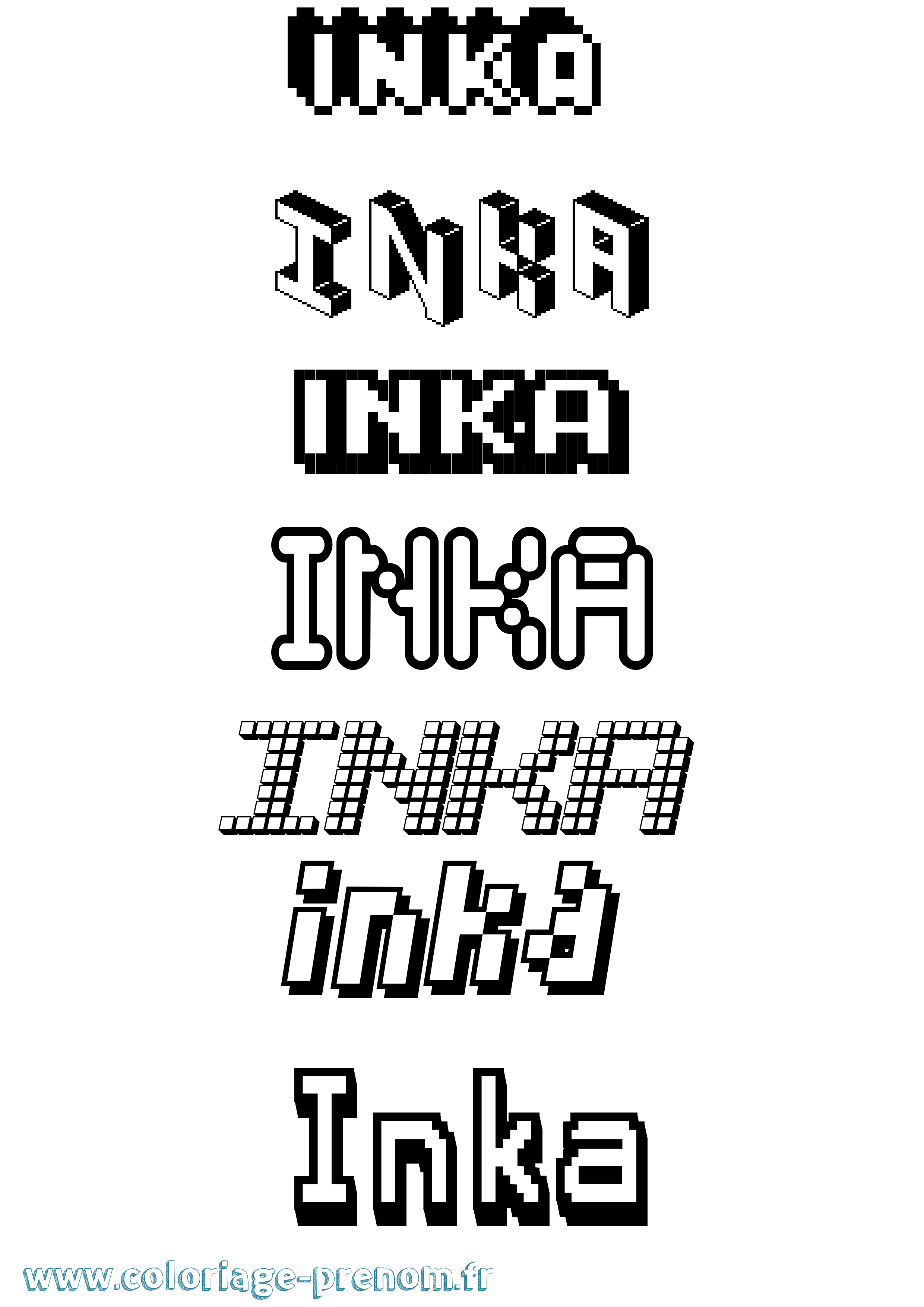 Coloriage prénom Inka Pixel
