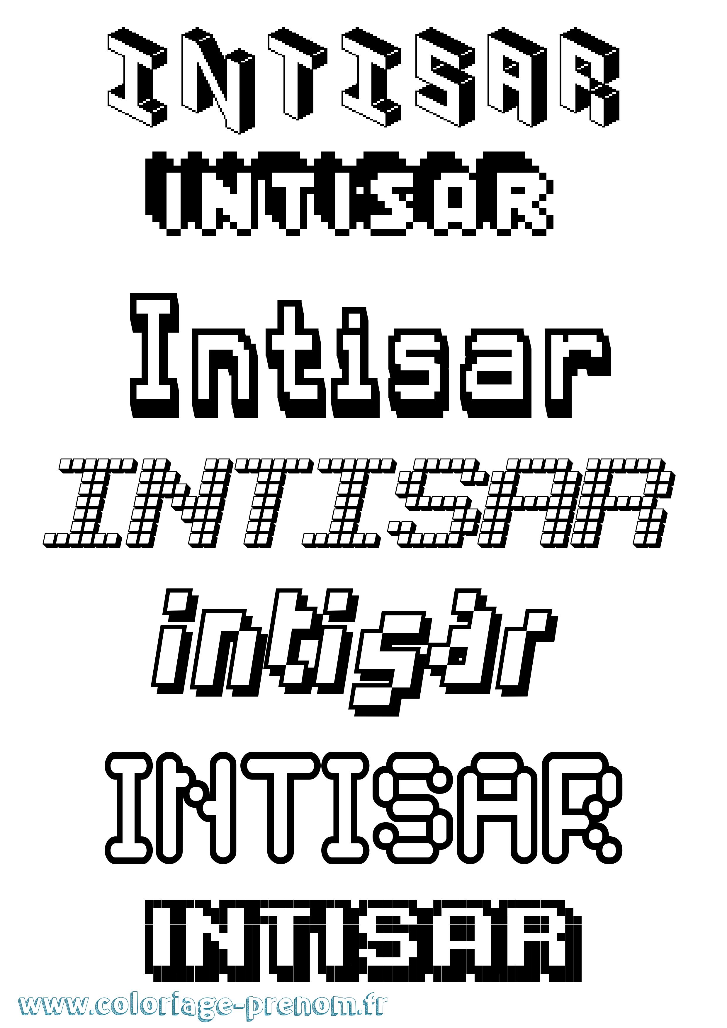 Coloriage prénom Intisar Pixel