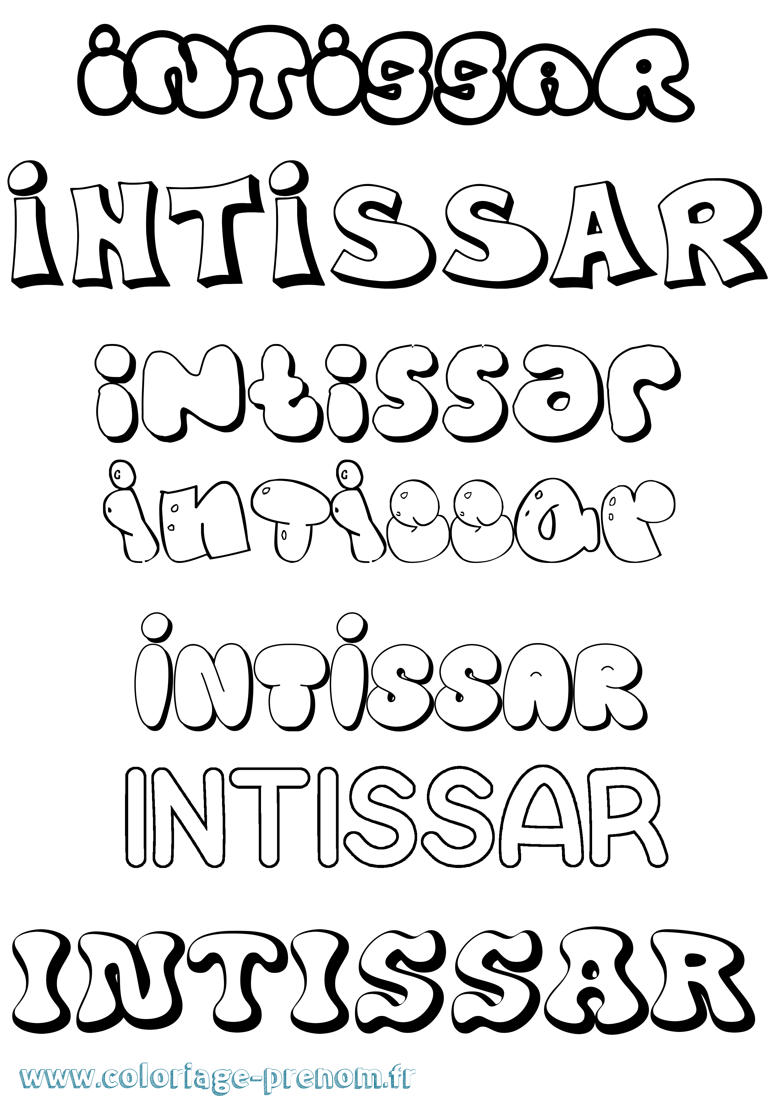 Coloriage Intissar Bubble Coloriage prénom Intissar Bubble