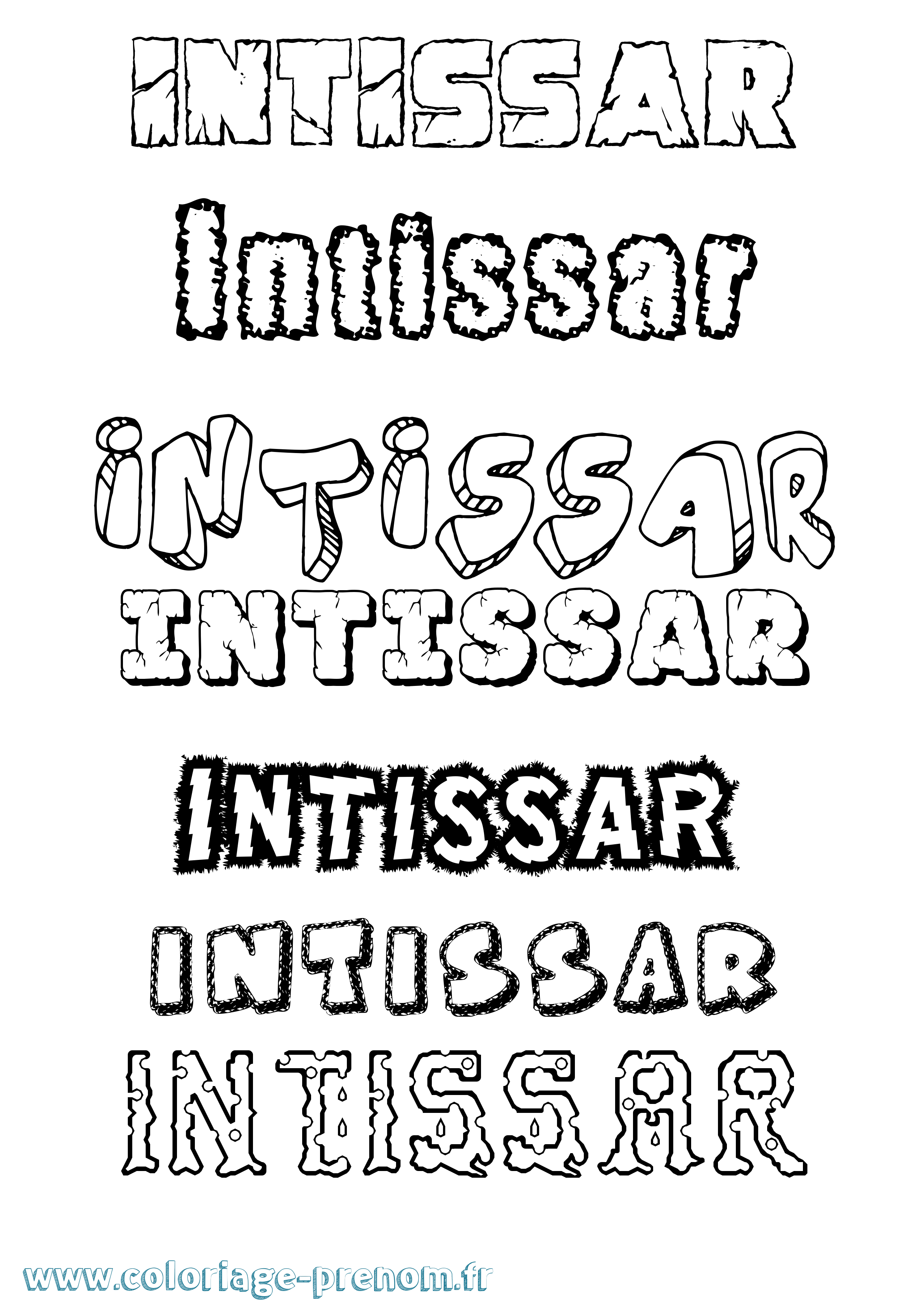 Coloriage Intissar Destructuré Coloriage prénom Intissar Destructuré