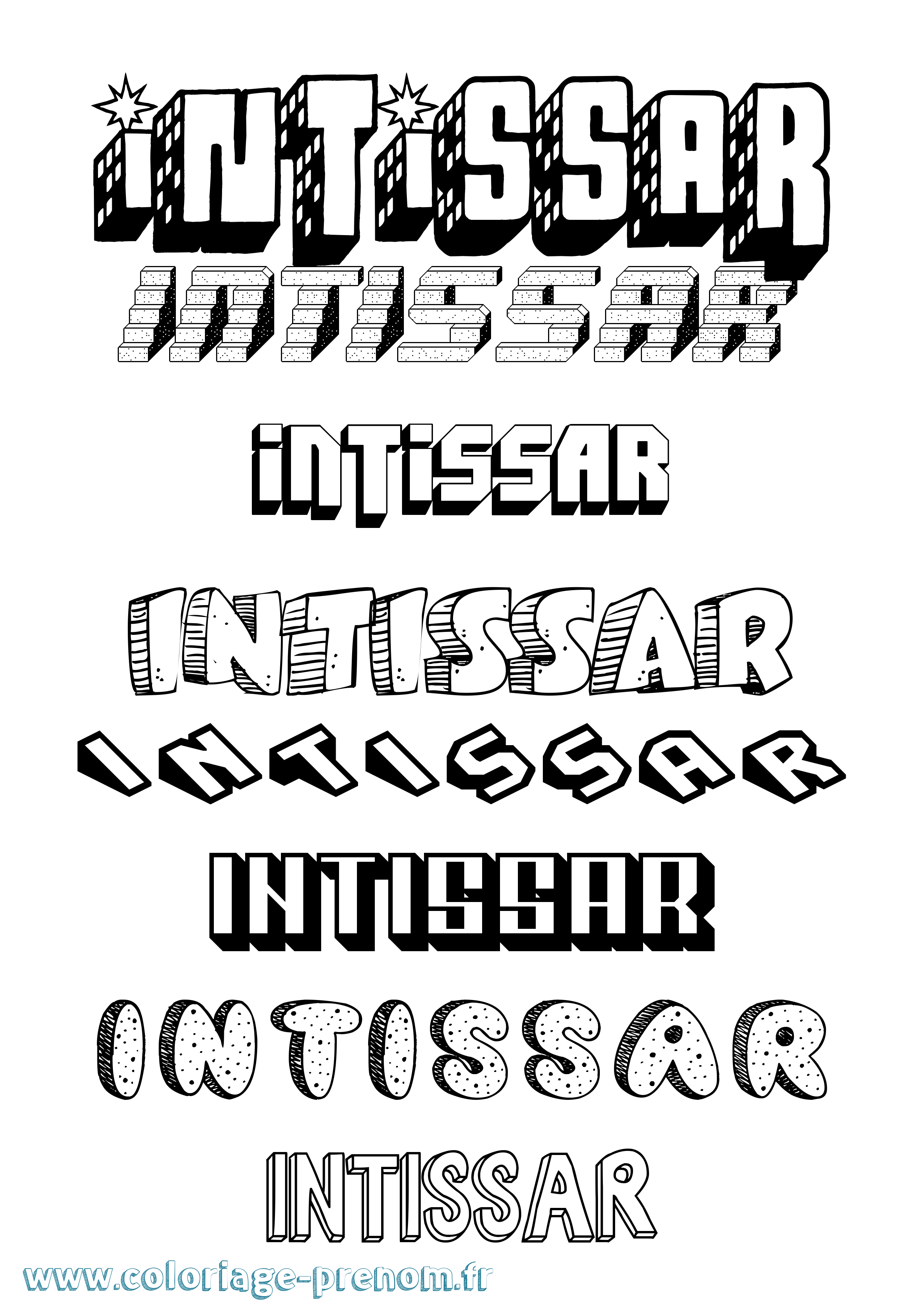 Coloriage Intissar Effet 3D Coloriage prénom Intissar Effet 3D