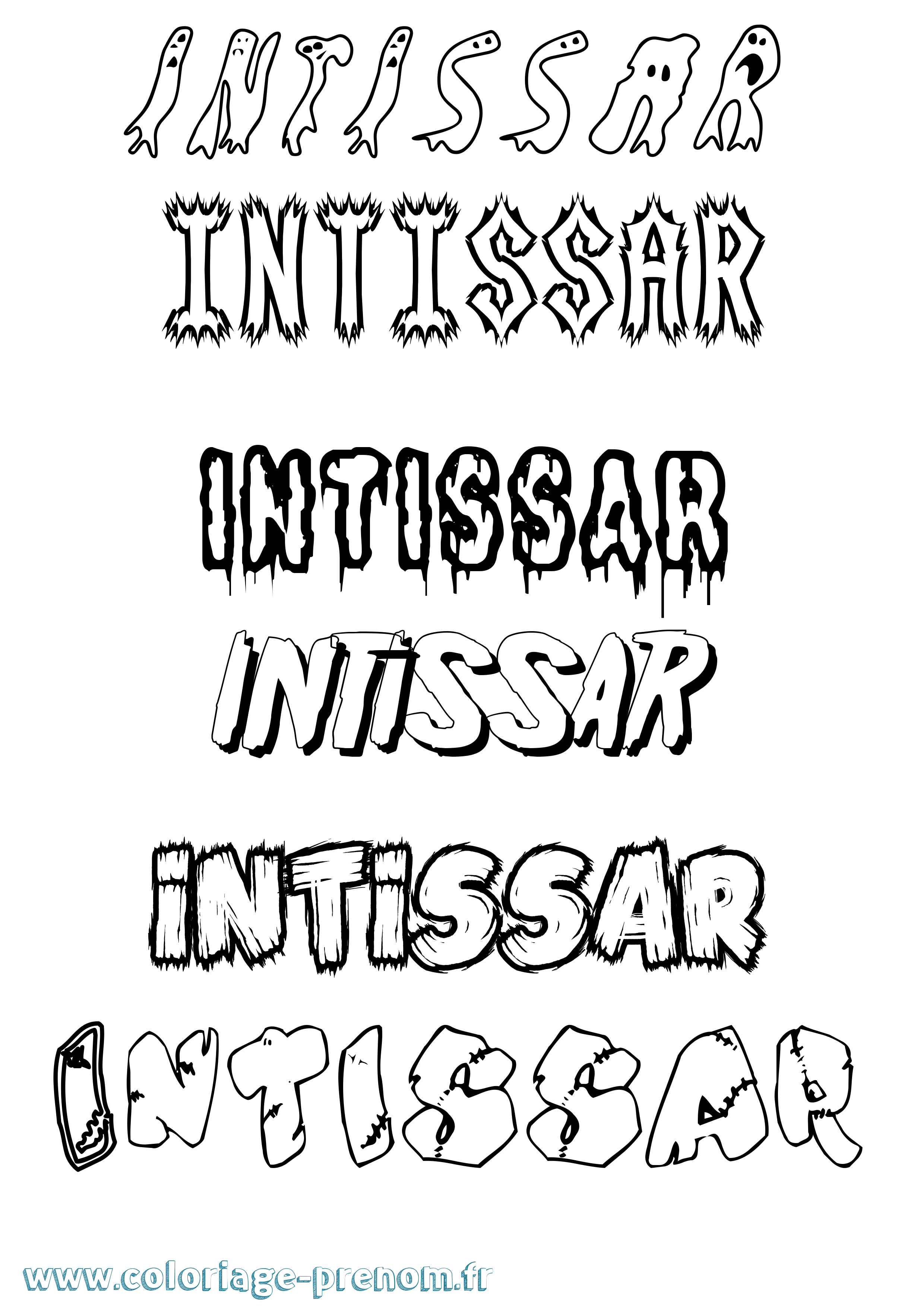 Coloriage prénom Intissar Frisson