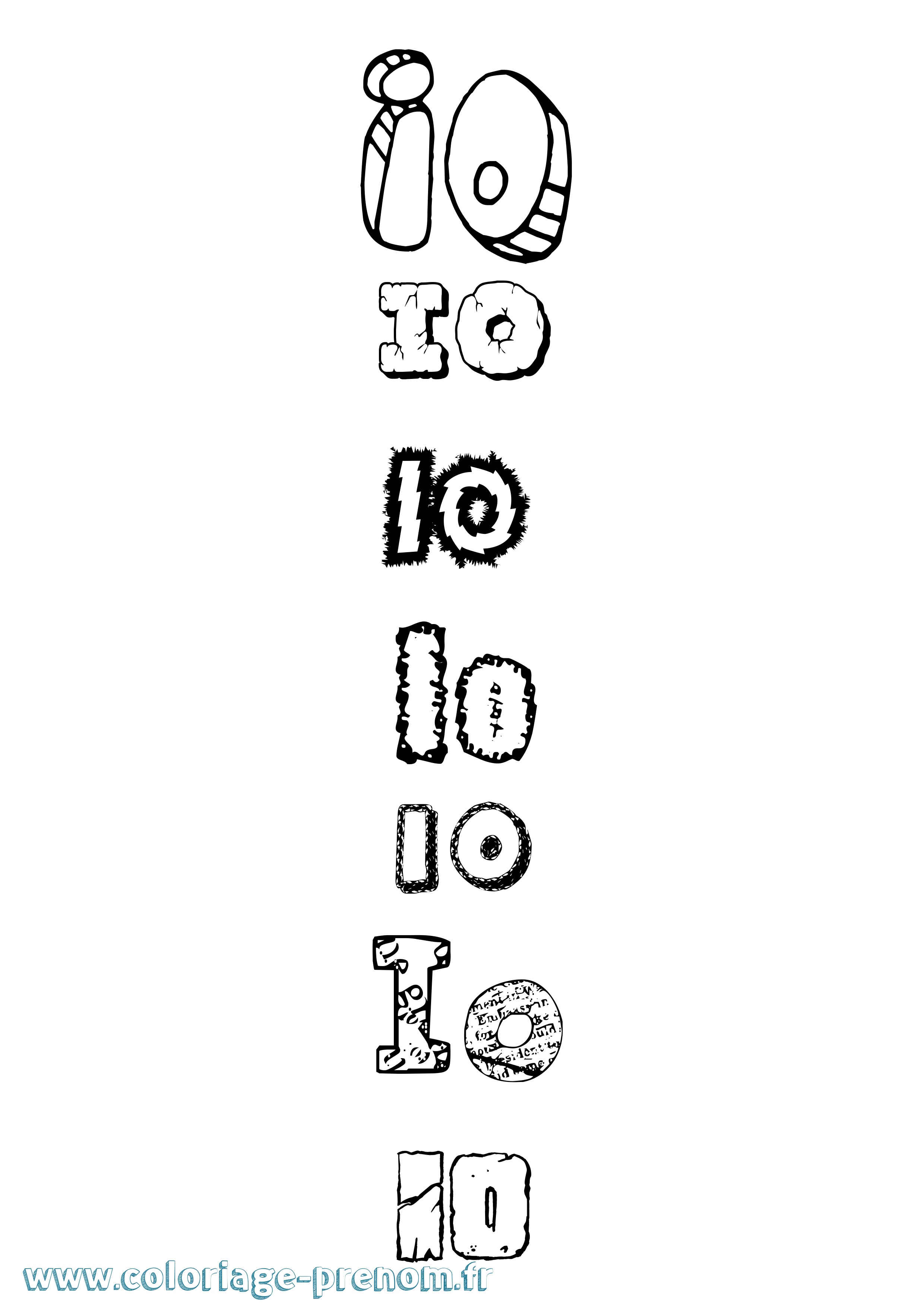 Coloriage Io Destructuré Coloriage prénom Io Destructuré