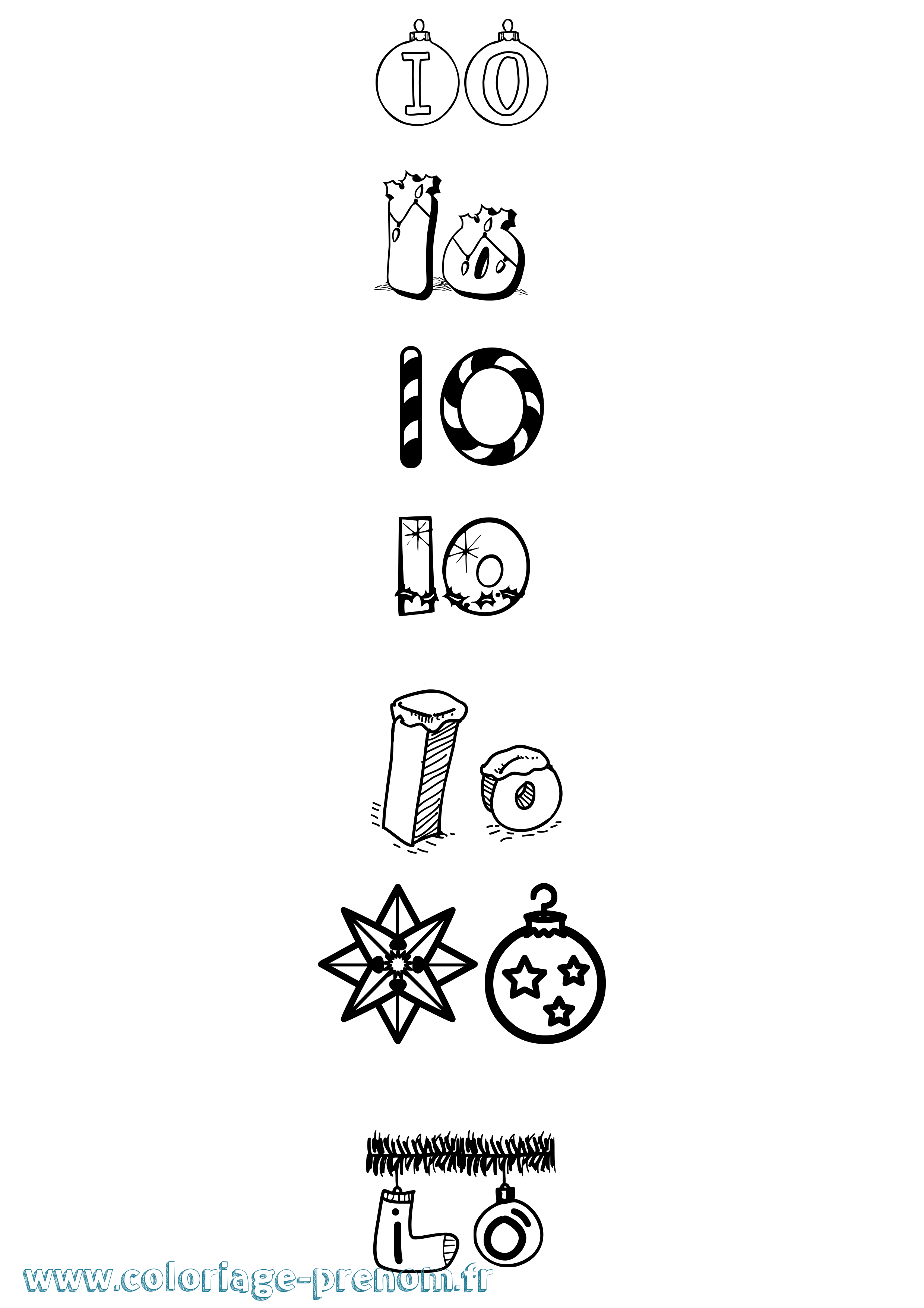 Coloriage Io Noël Coloriage prénom Io Noël