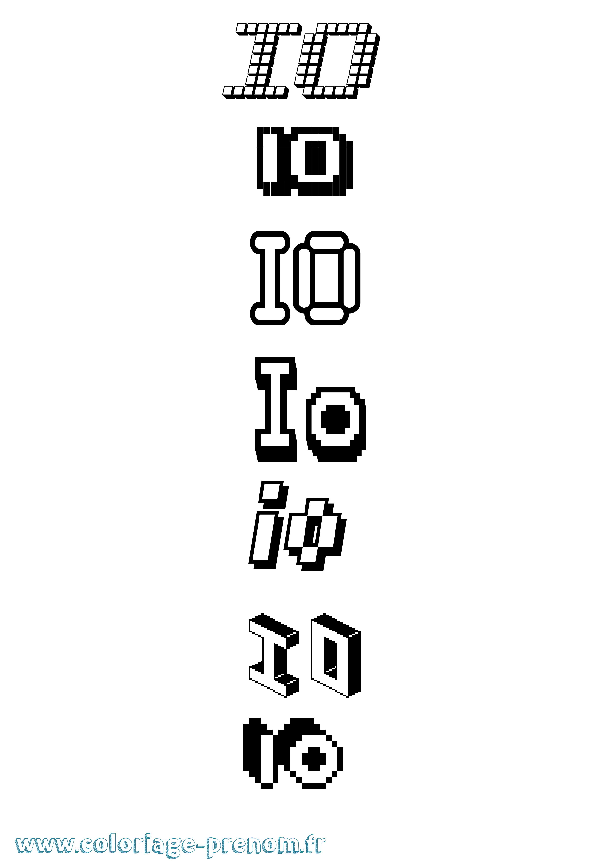 Coloriage prénom Io Pixel