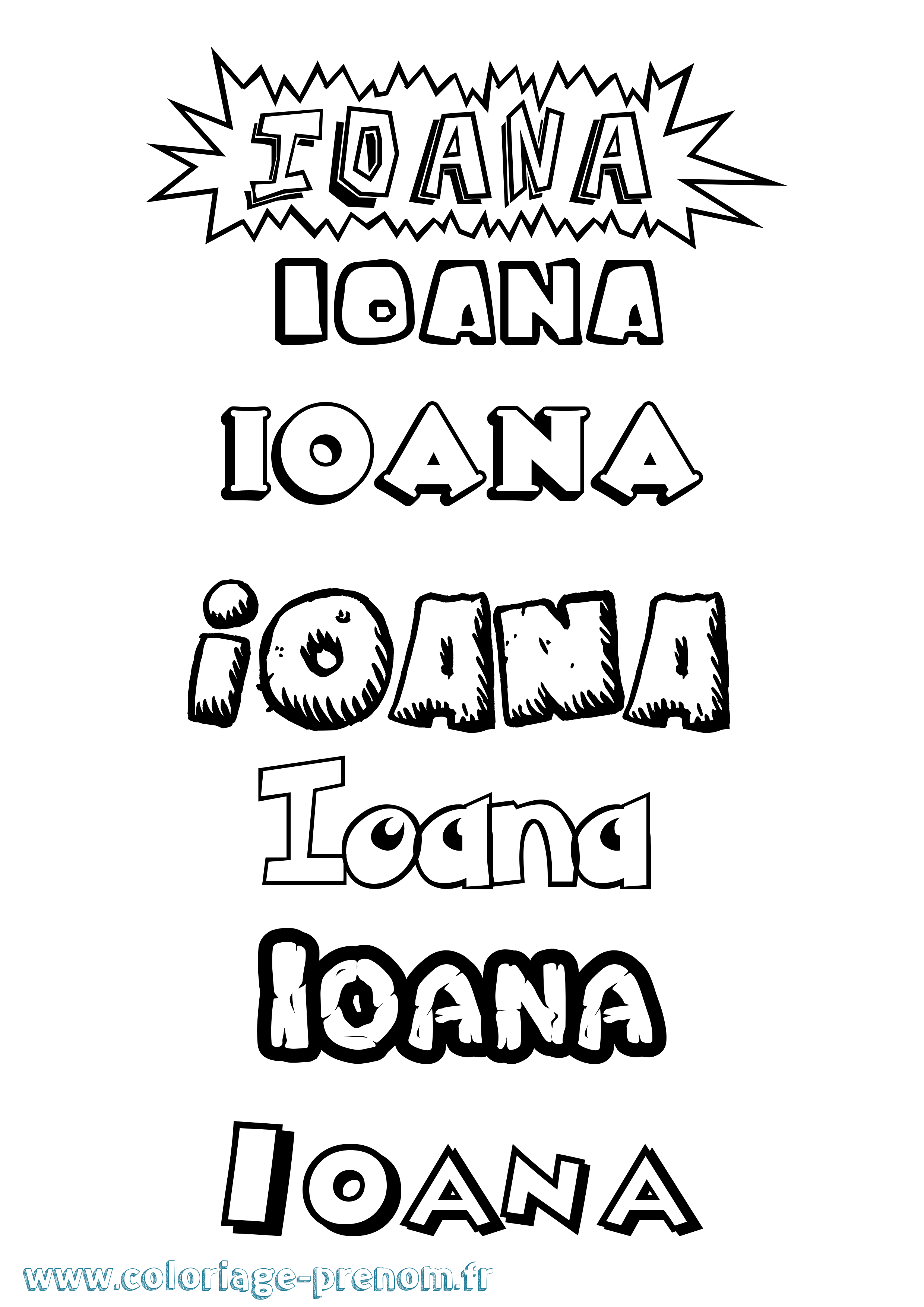 Coloriage prénom Ioana Dessin Animé