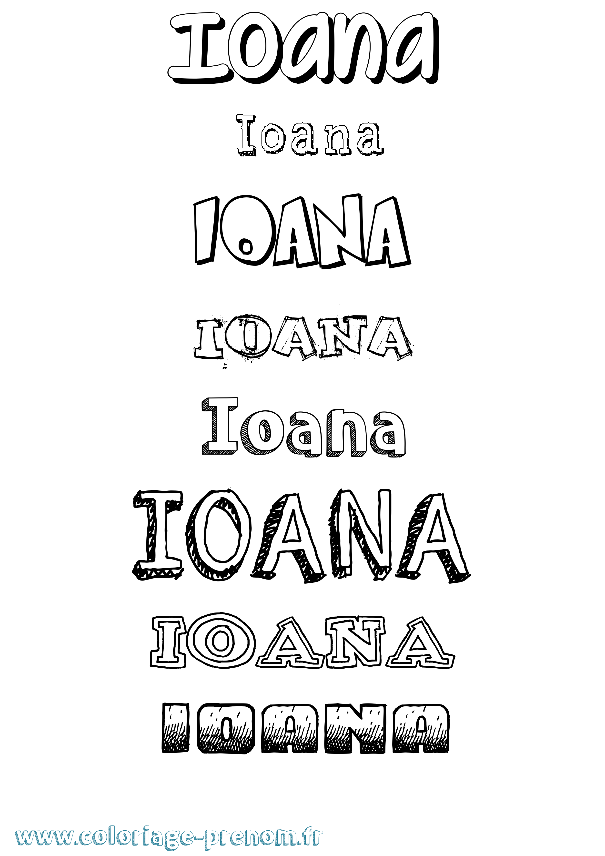 Coloriage prénom Ioana Dessiné