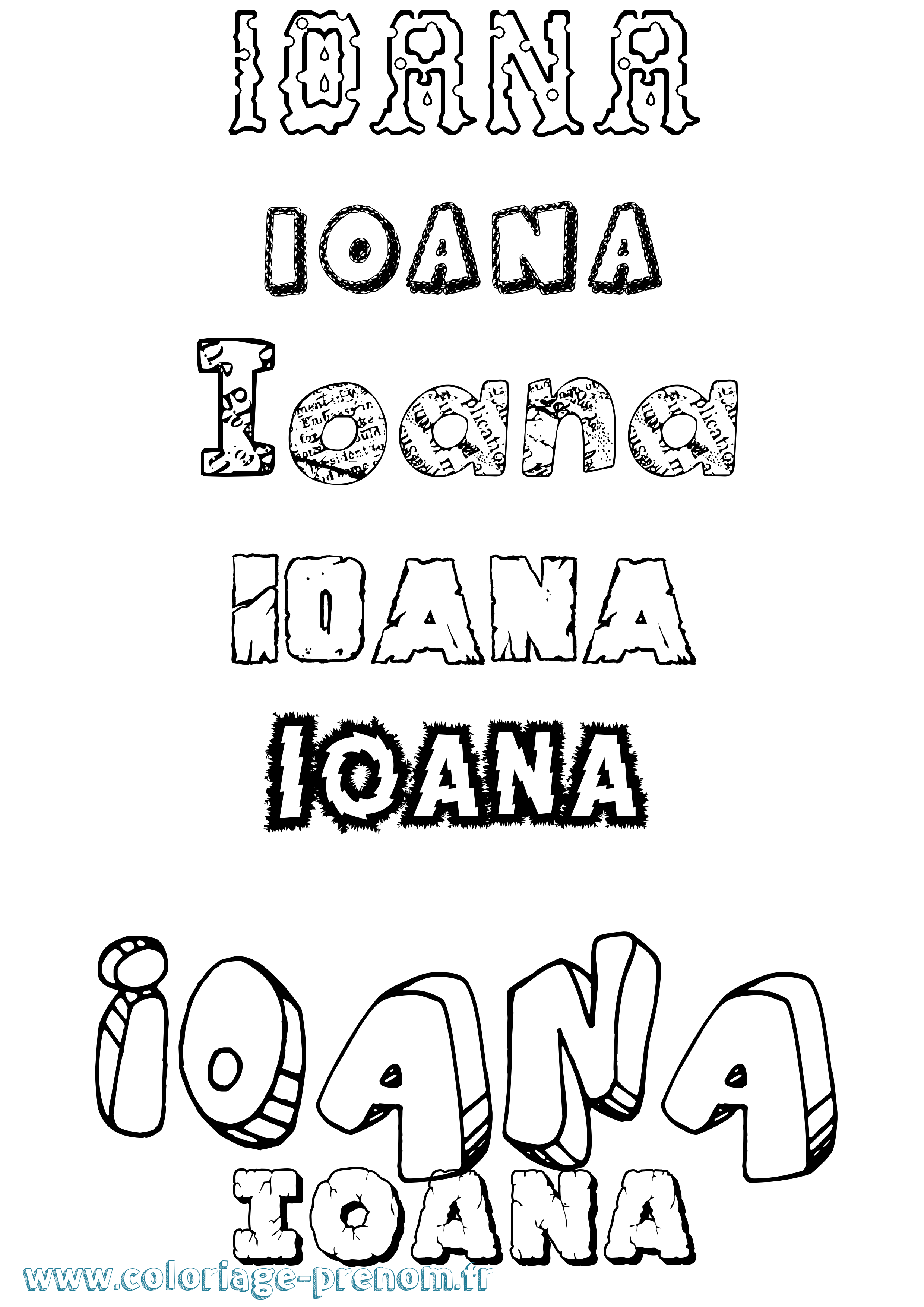 Coloriage prénom Ioana Destructuré