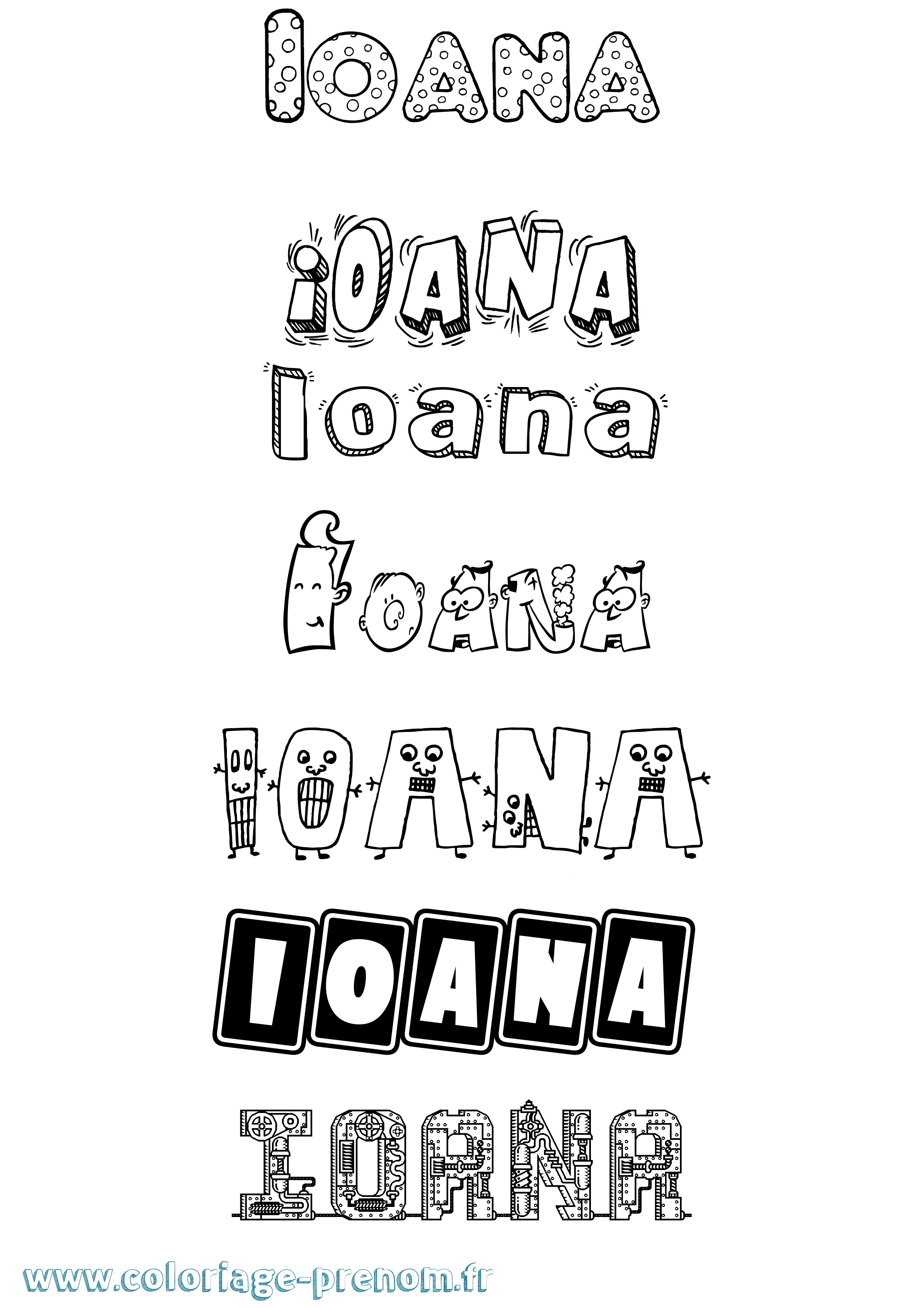 Coloriage prénom Ioana Fun