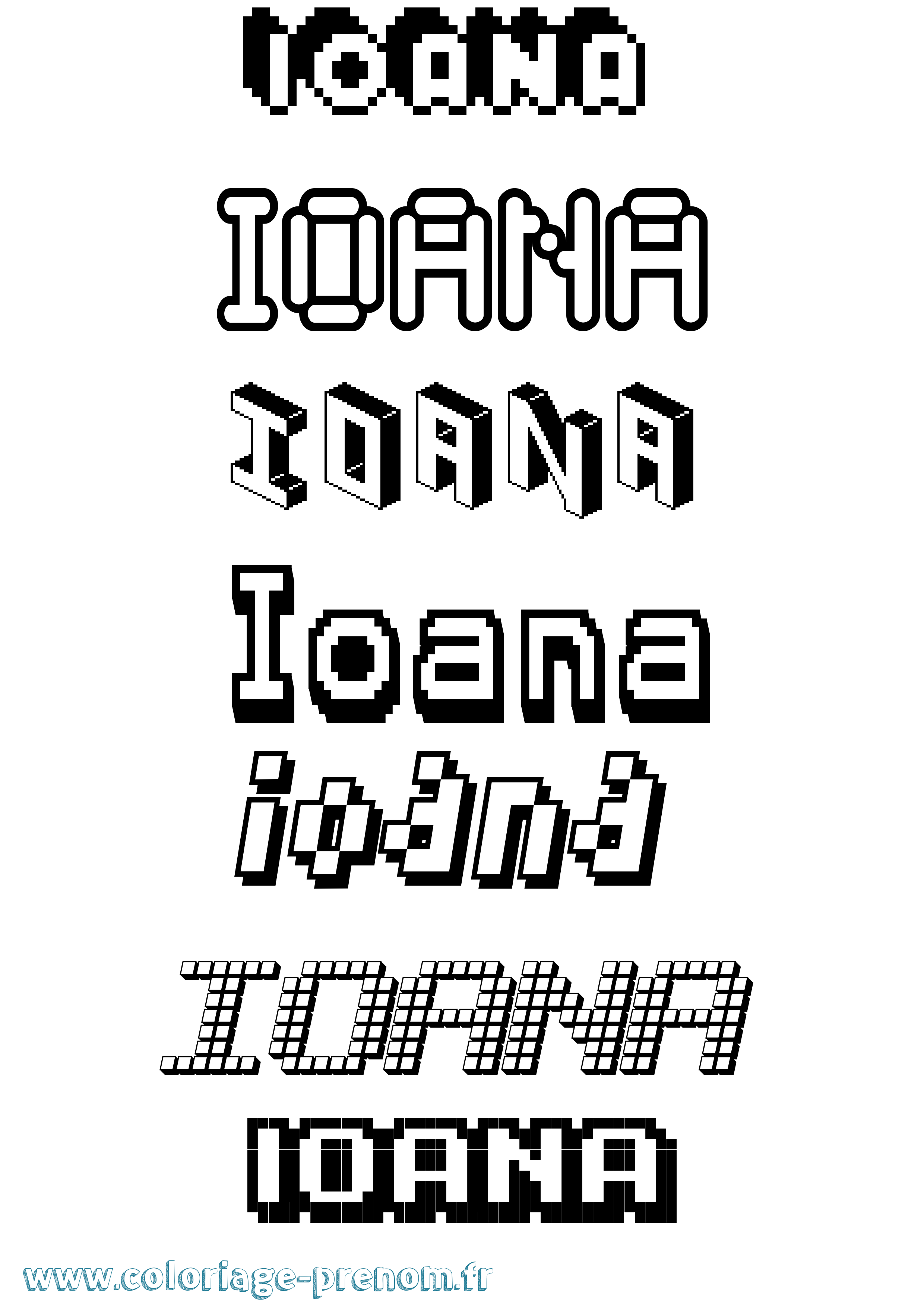 Coloriage prénom Ioana Pixel