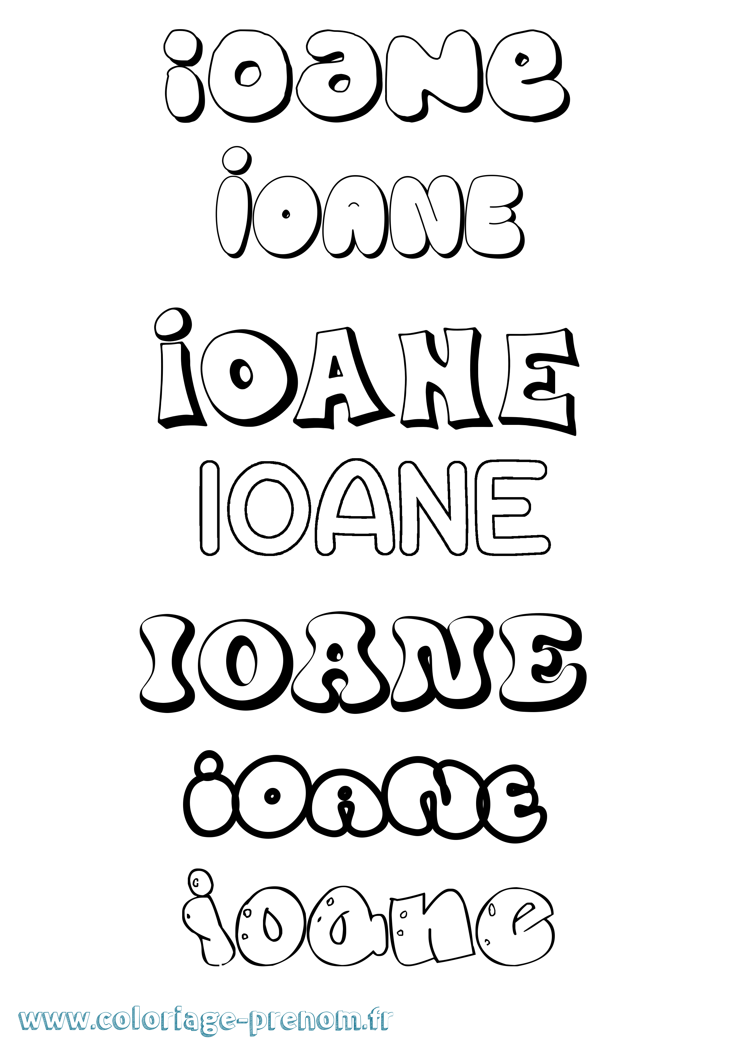 Coloriage Ioane Bubble Coloriage prénom Ioane Bubble