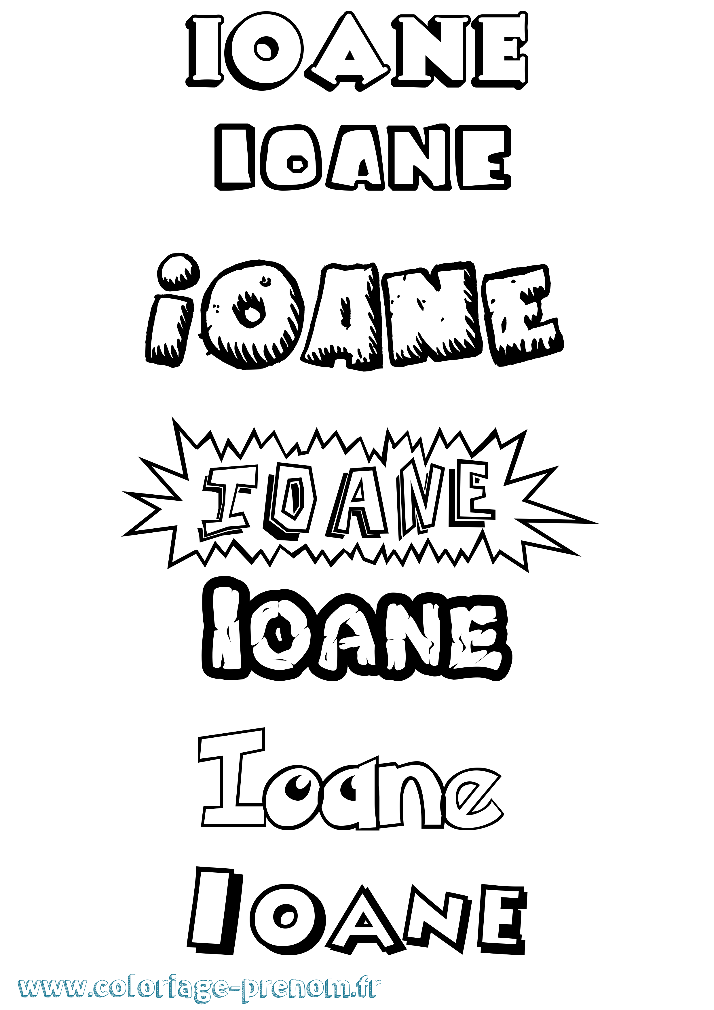 Coloriage Ioane Dessin Animé Coloriage prénom Ioane Dessin Animé