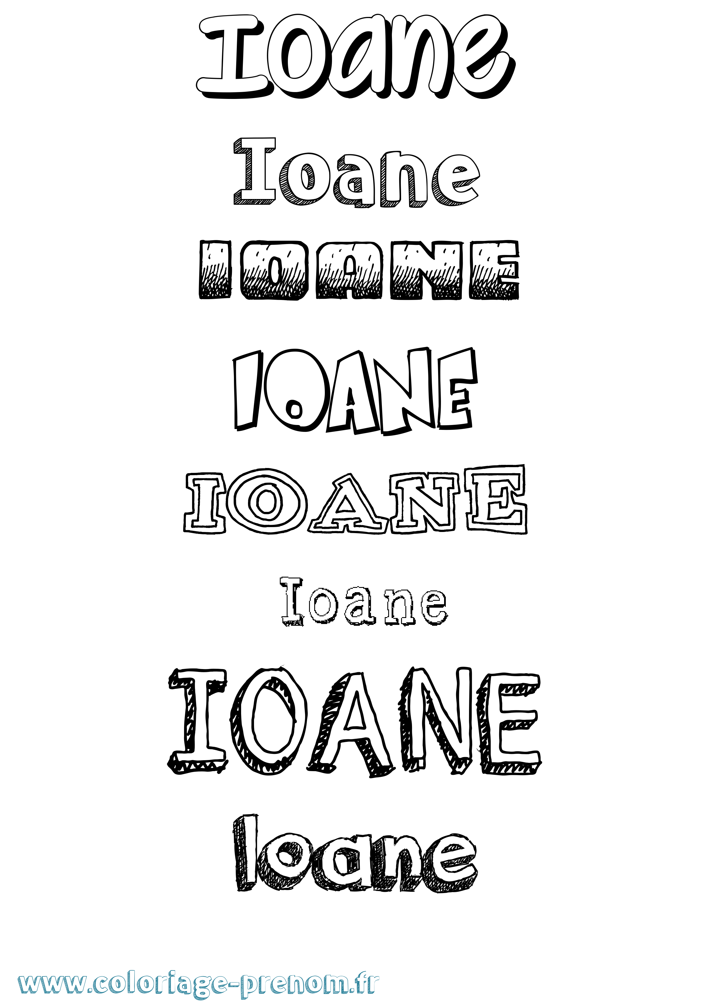 Coloriage Ioane Dessiné Coloriage prénom Ioane Dessiné