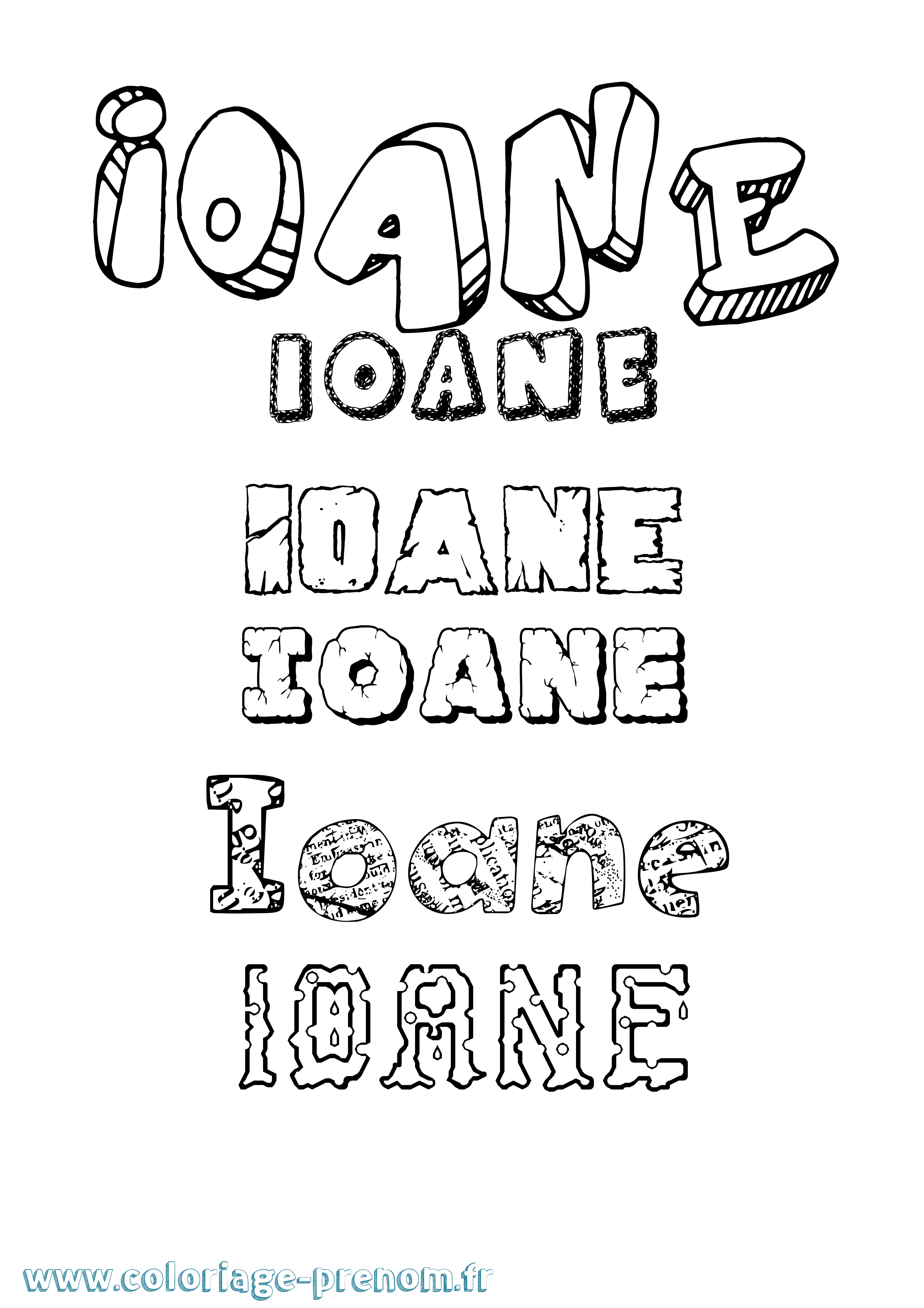 Coloriage Ioane Destructuré Coloriage prénom Ioane Destructuré