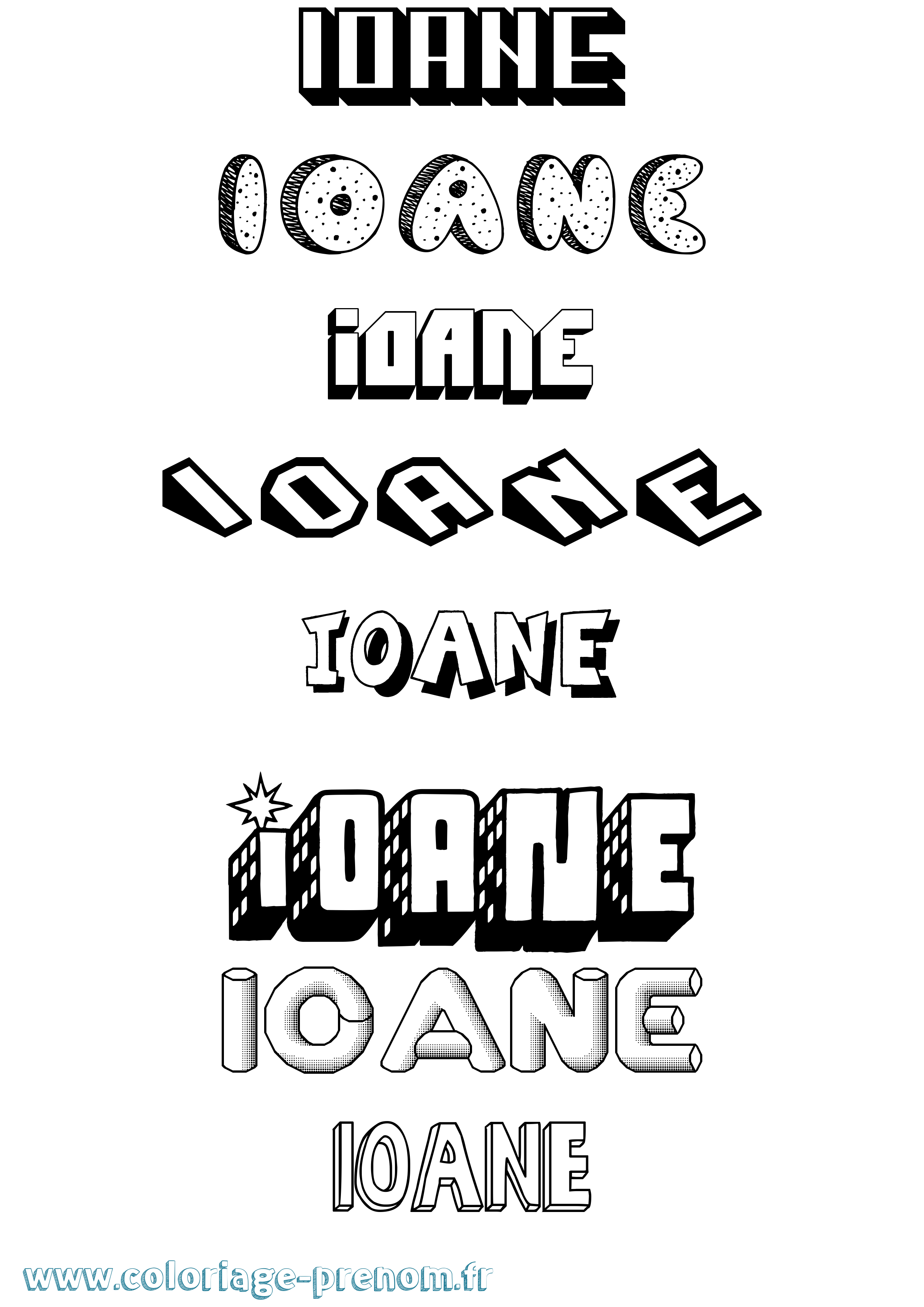 Coloriage Ioane Effet 3D Coloriage prénom Ioane Effet 3D