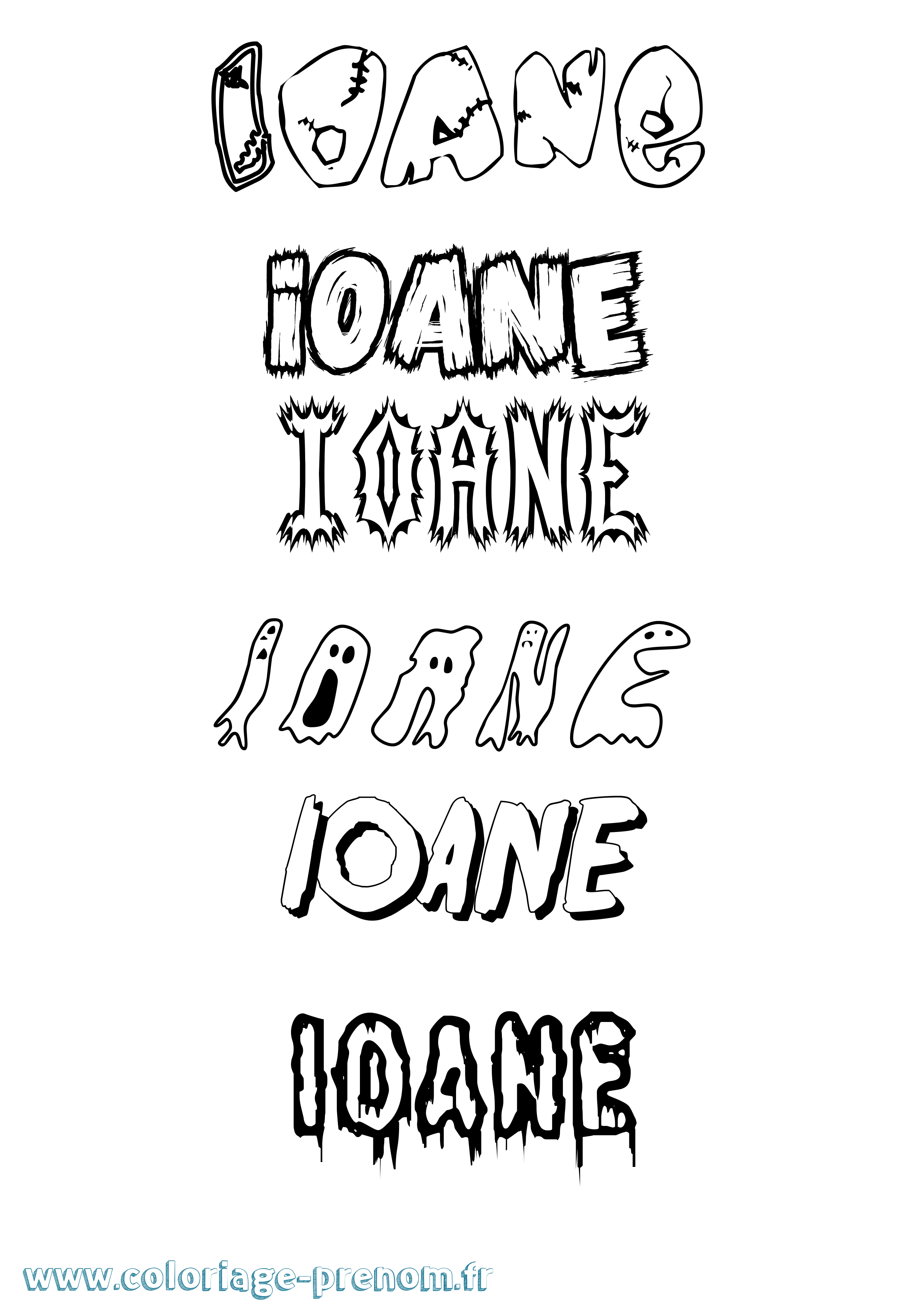 Coloriage Ioane Frisson Coloriage prénom Ioane Frisson