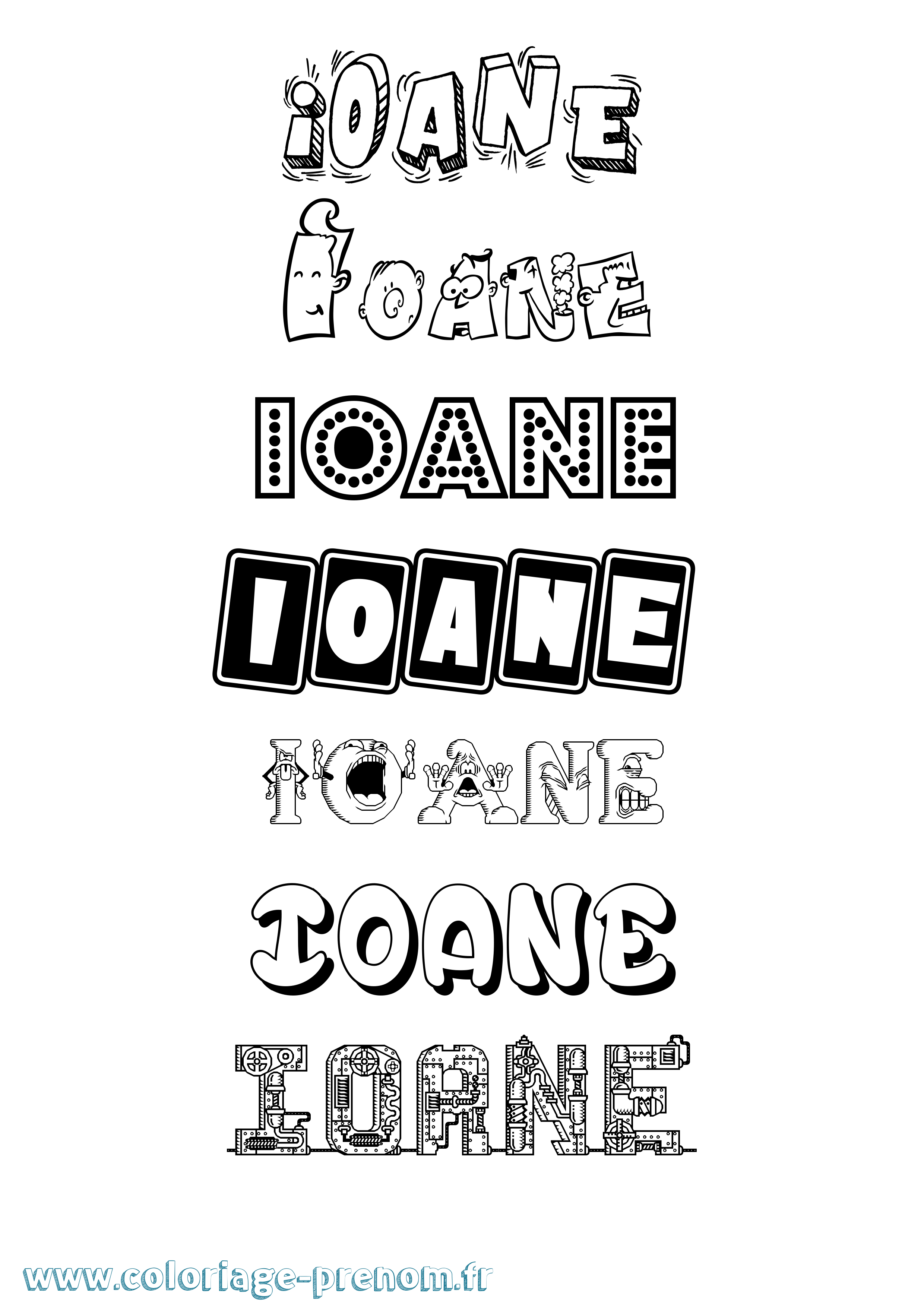 Coloriage Ioane Fun Coloriage prénom Ioane Fun