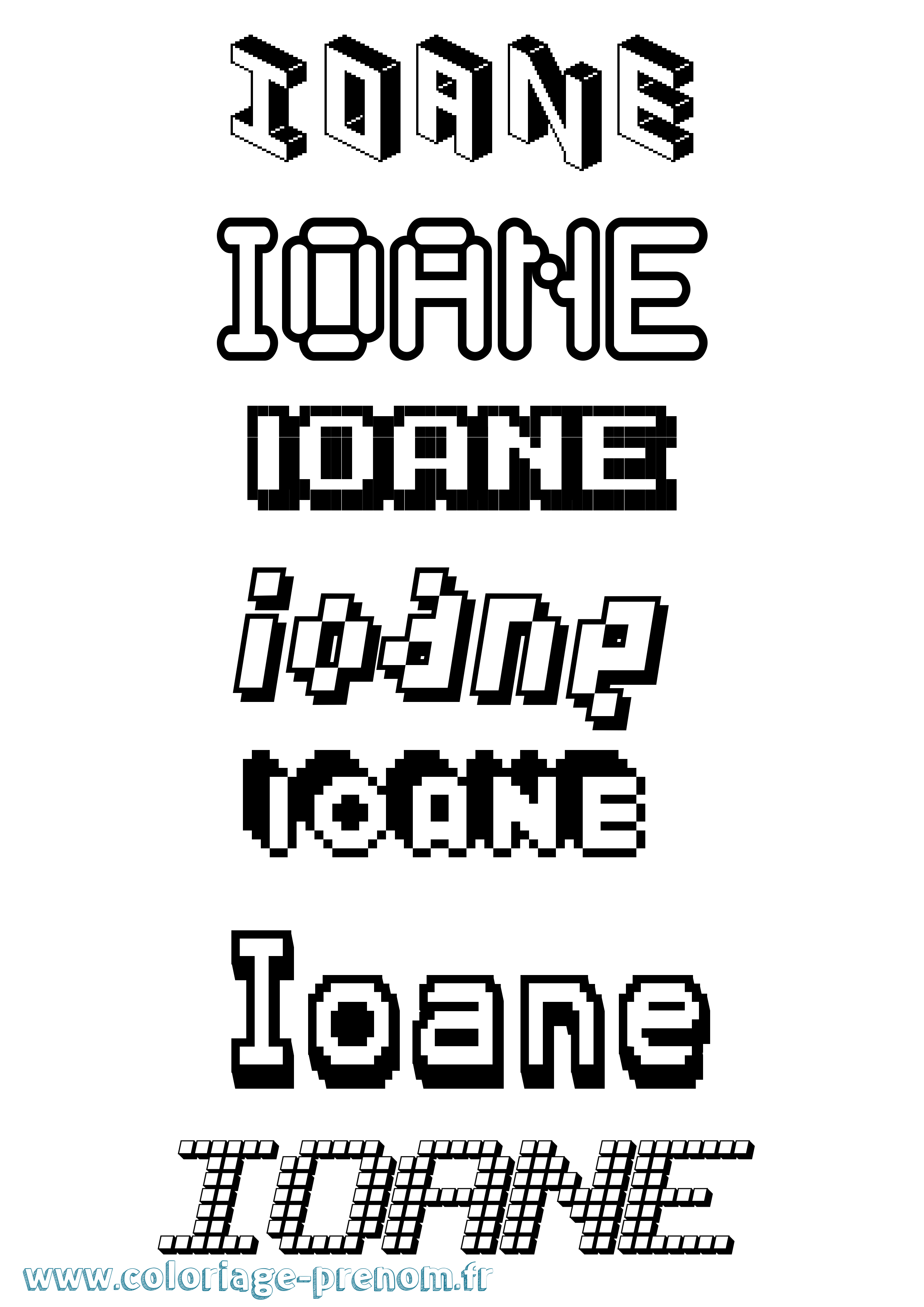 Coloriage Ioane Pixel Coloriage prénom Ioane Pixel