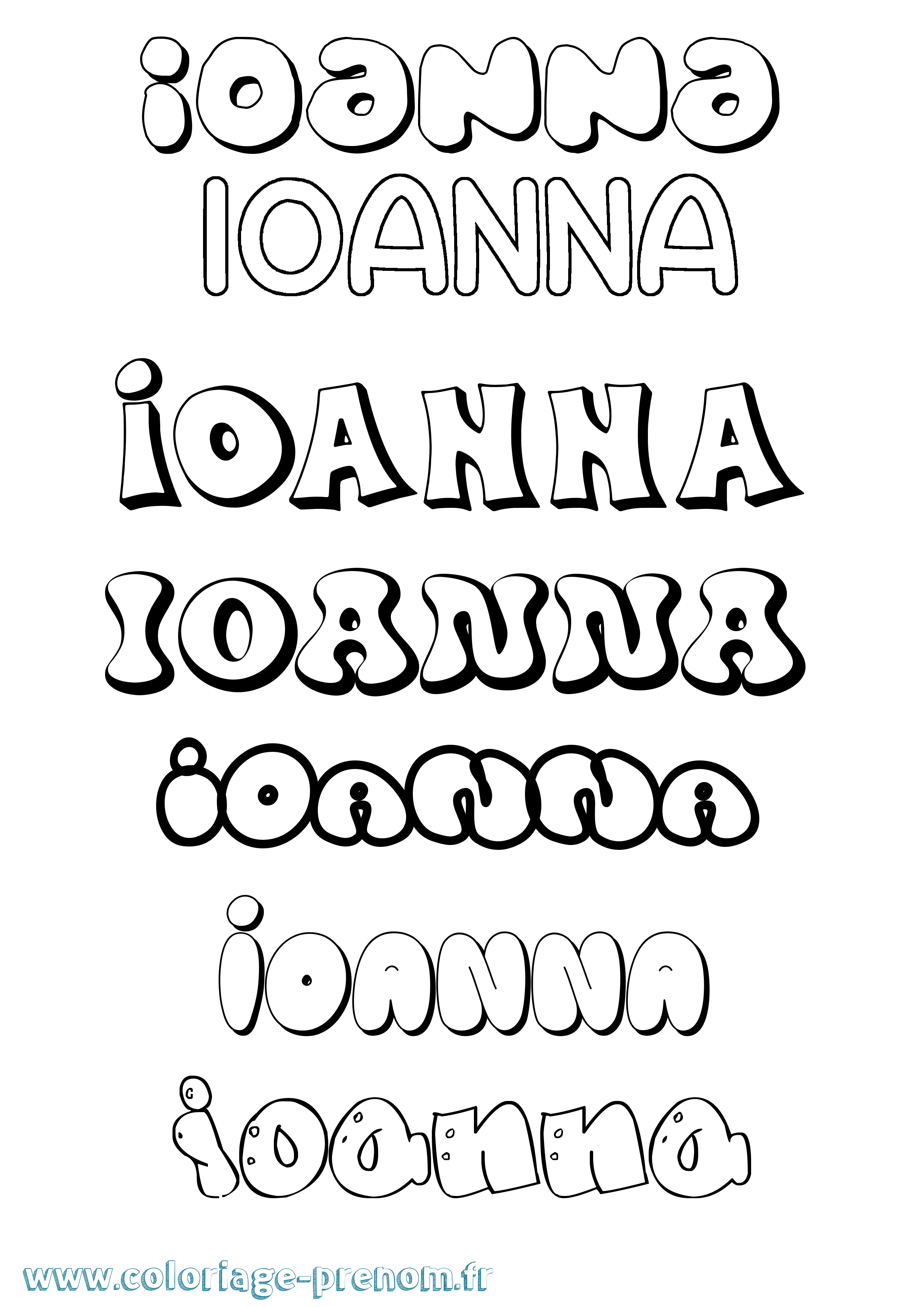 Coloriage prénom Ioanna Bubble