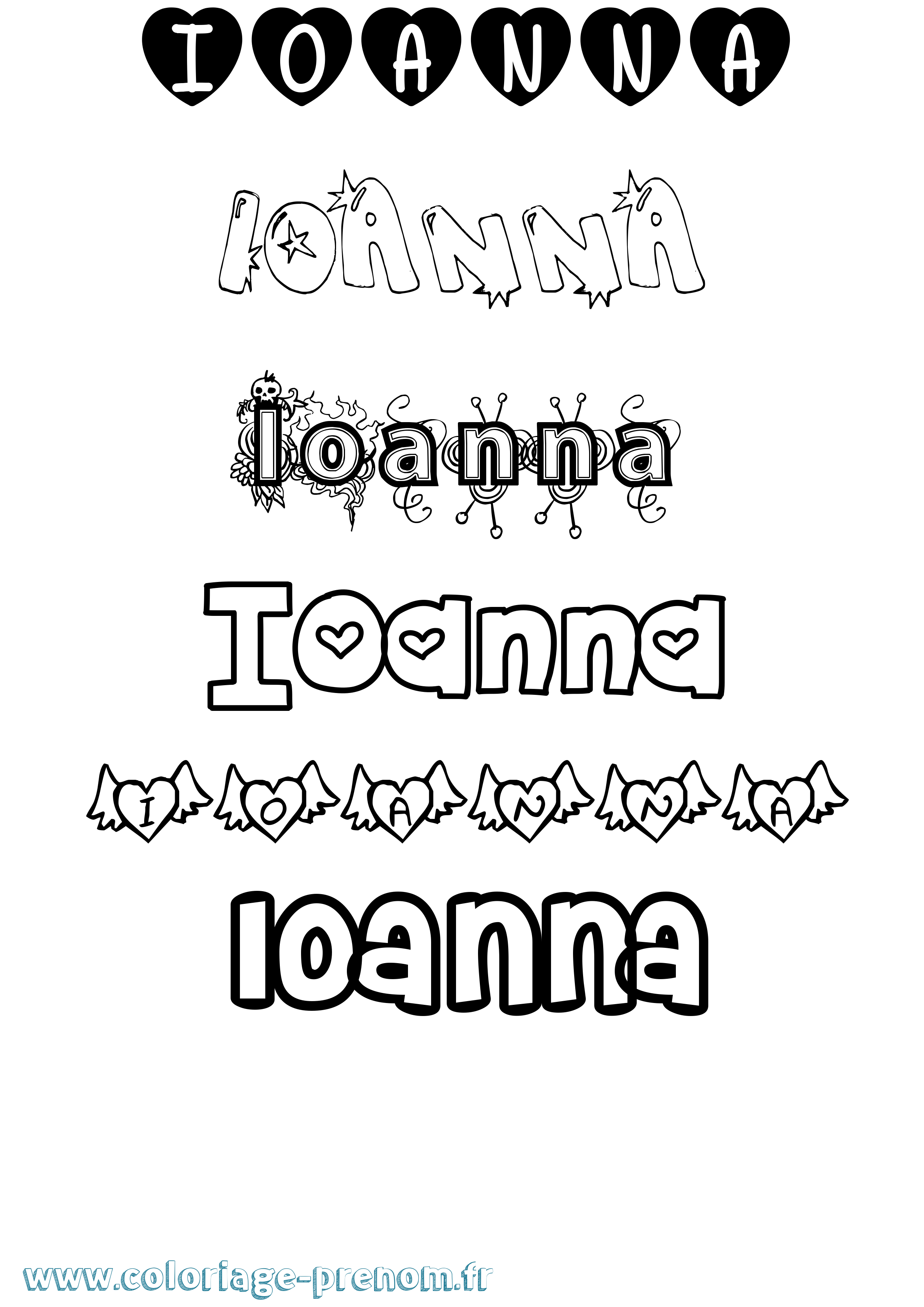 Coloriage prénom Ioanna Girly