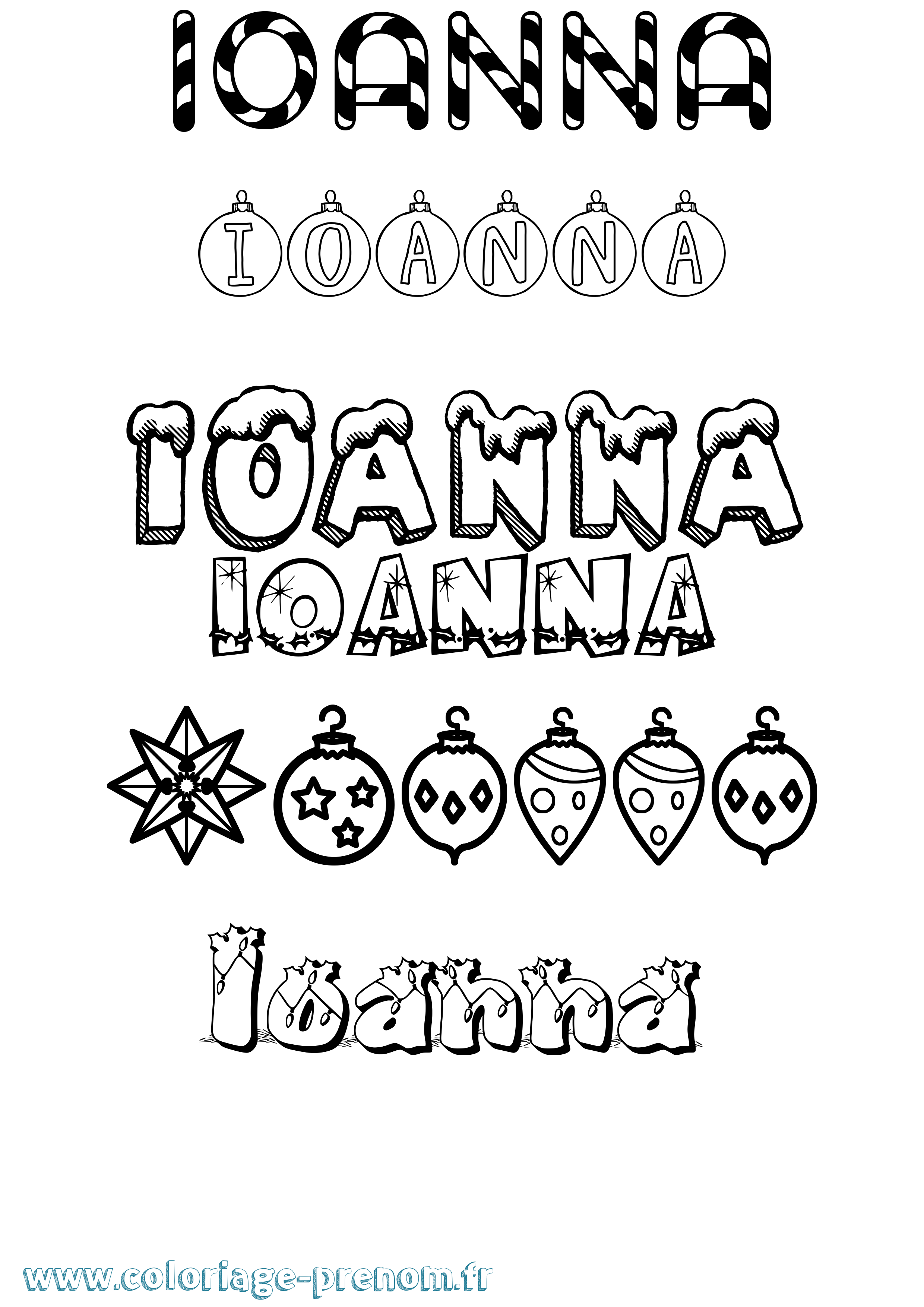 Coloriage prénom Ioanna Noël