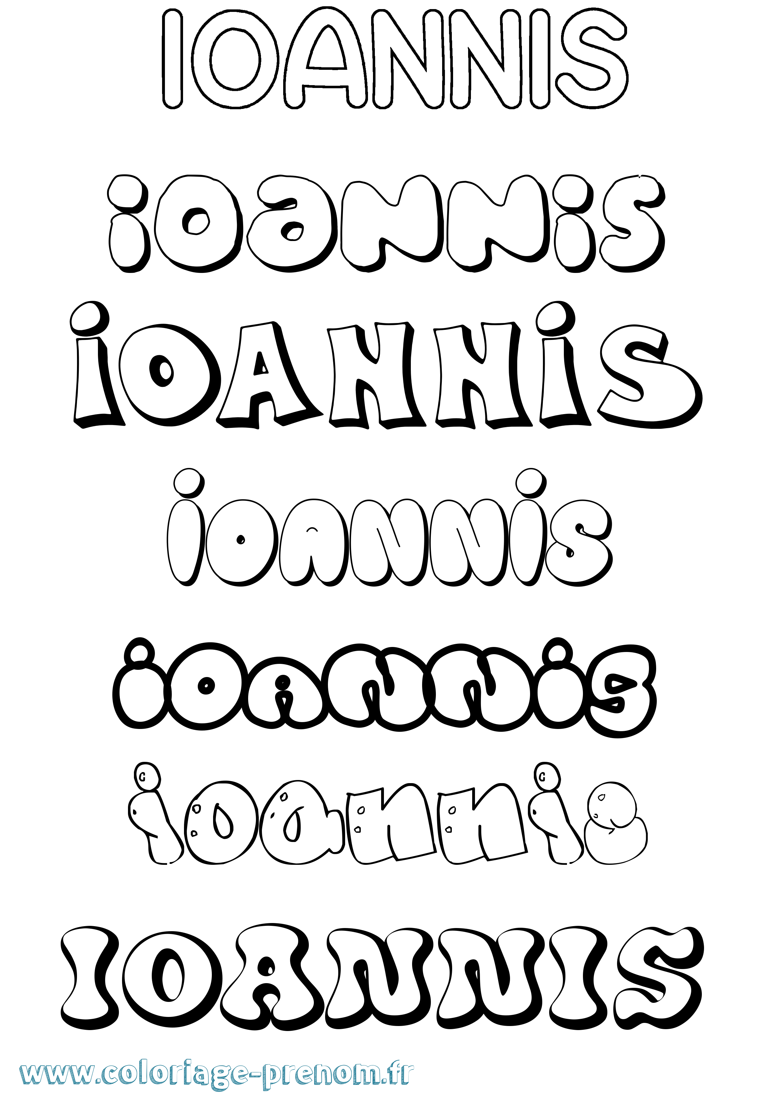 Coloriage prénom Ioannis Bubble