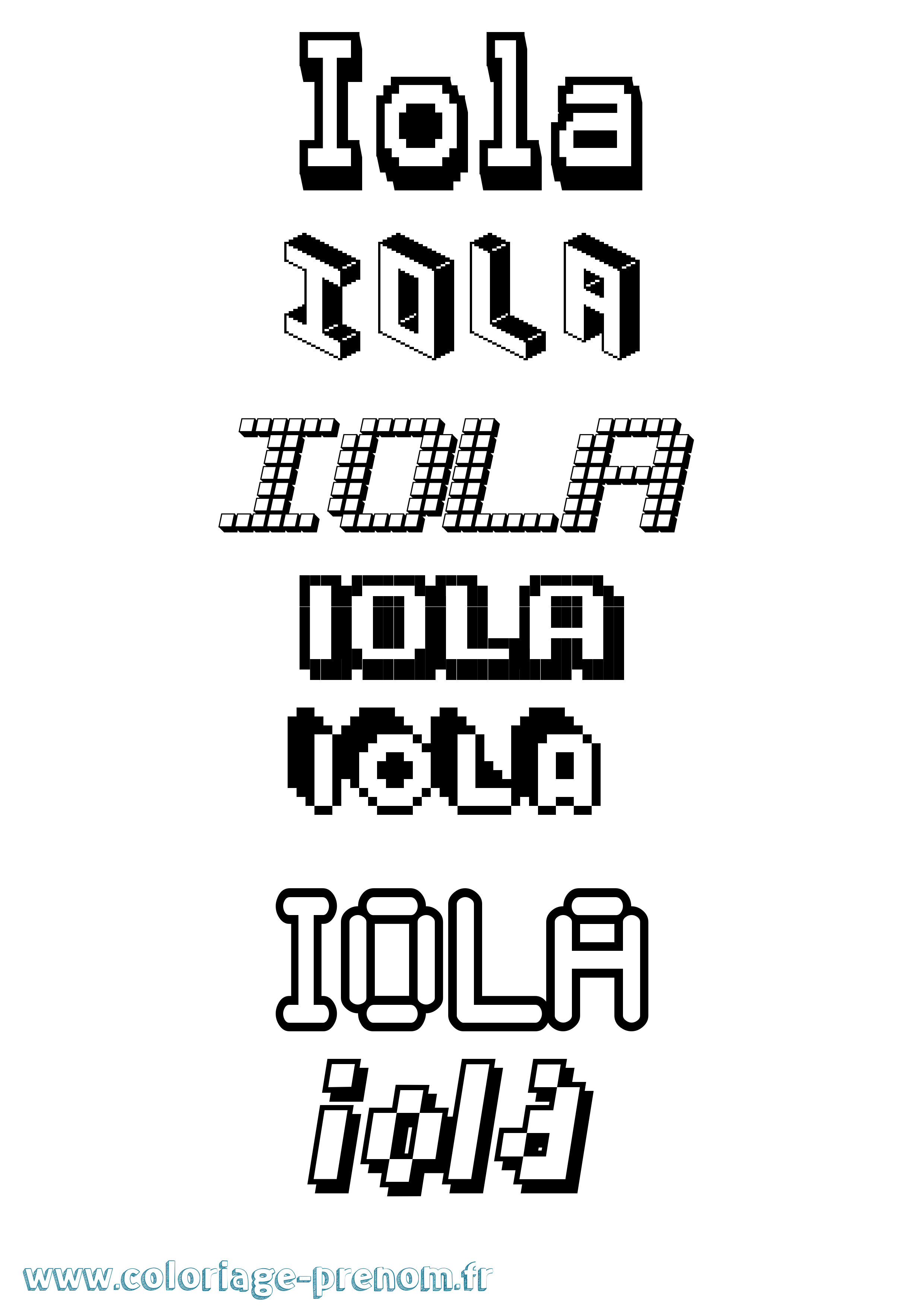 Coloriage prénom Iola Pixel