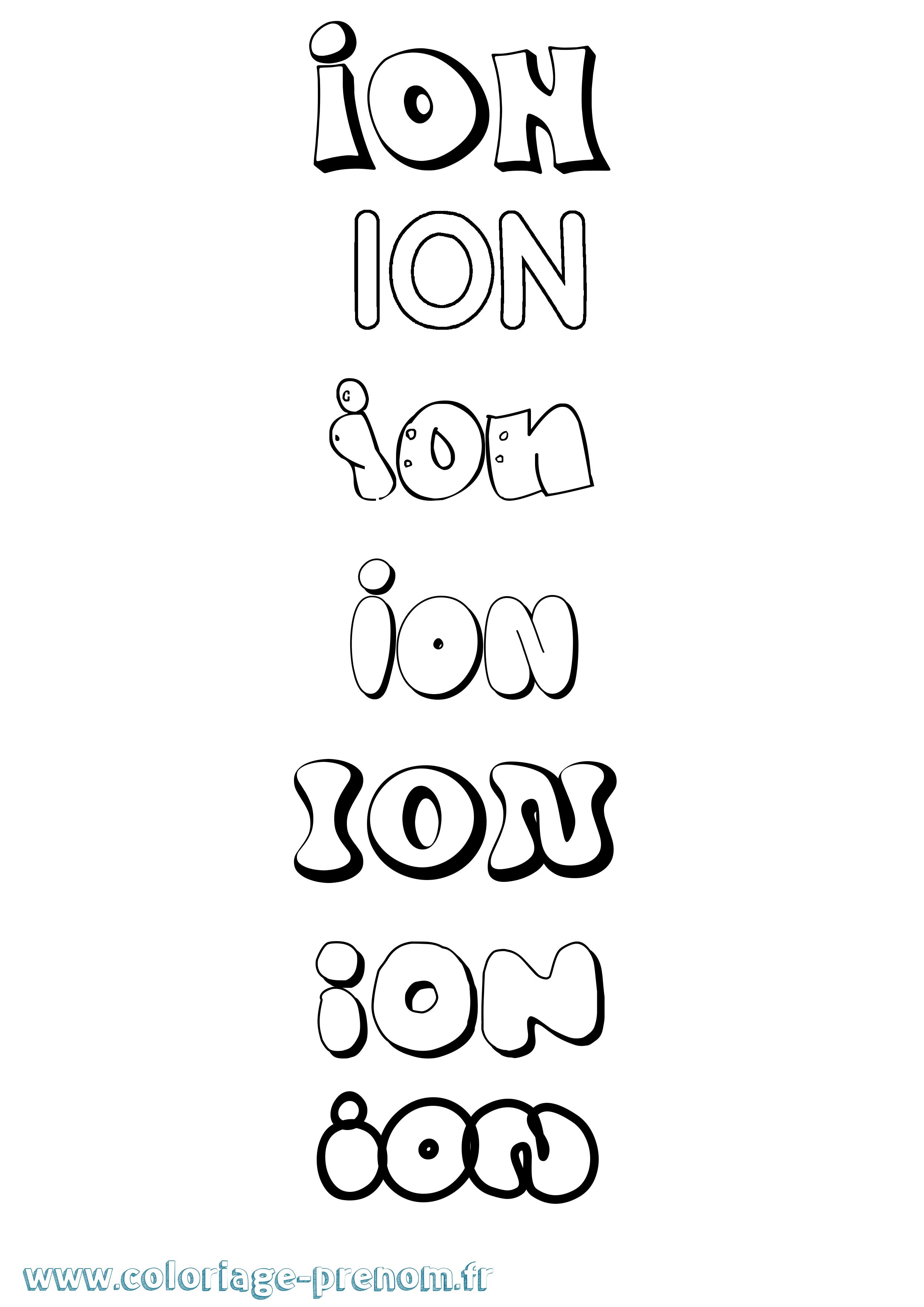 Coloriage prénom Ion Bubble