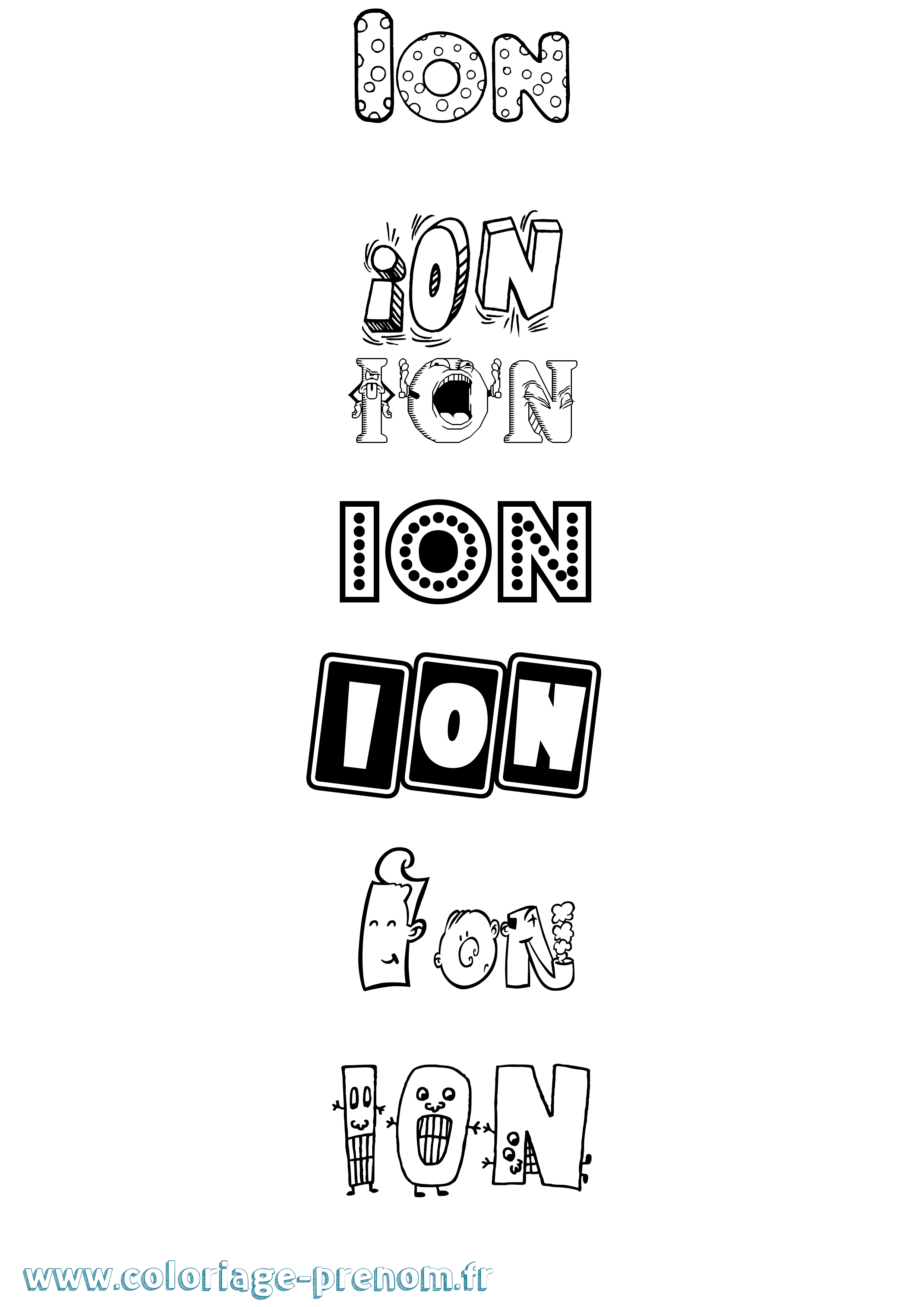 Coloriage prénom Ion Fun