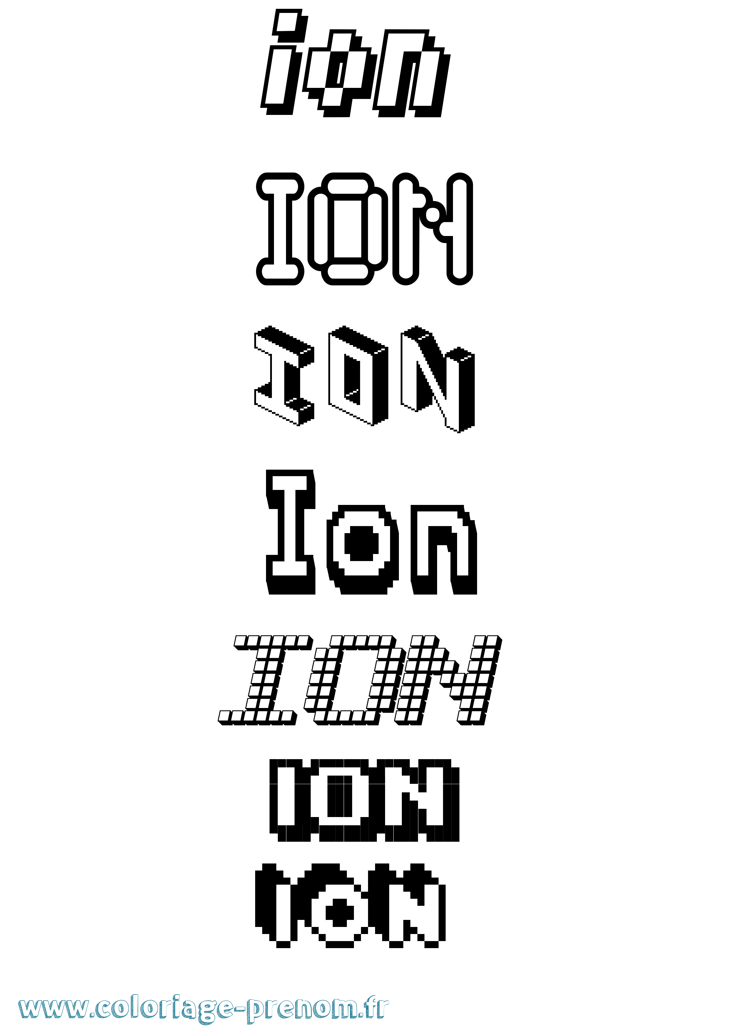 Coloriage prénom Ion Pixel