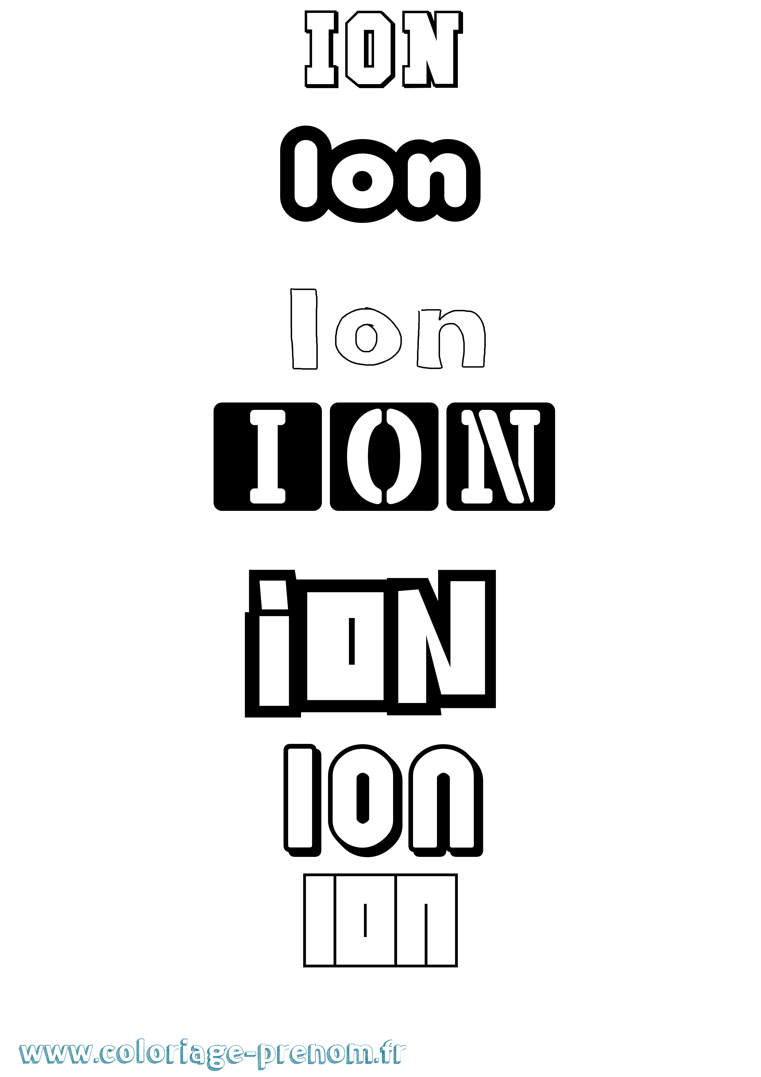 Coloriage prénom Ion Simple