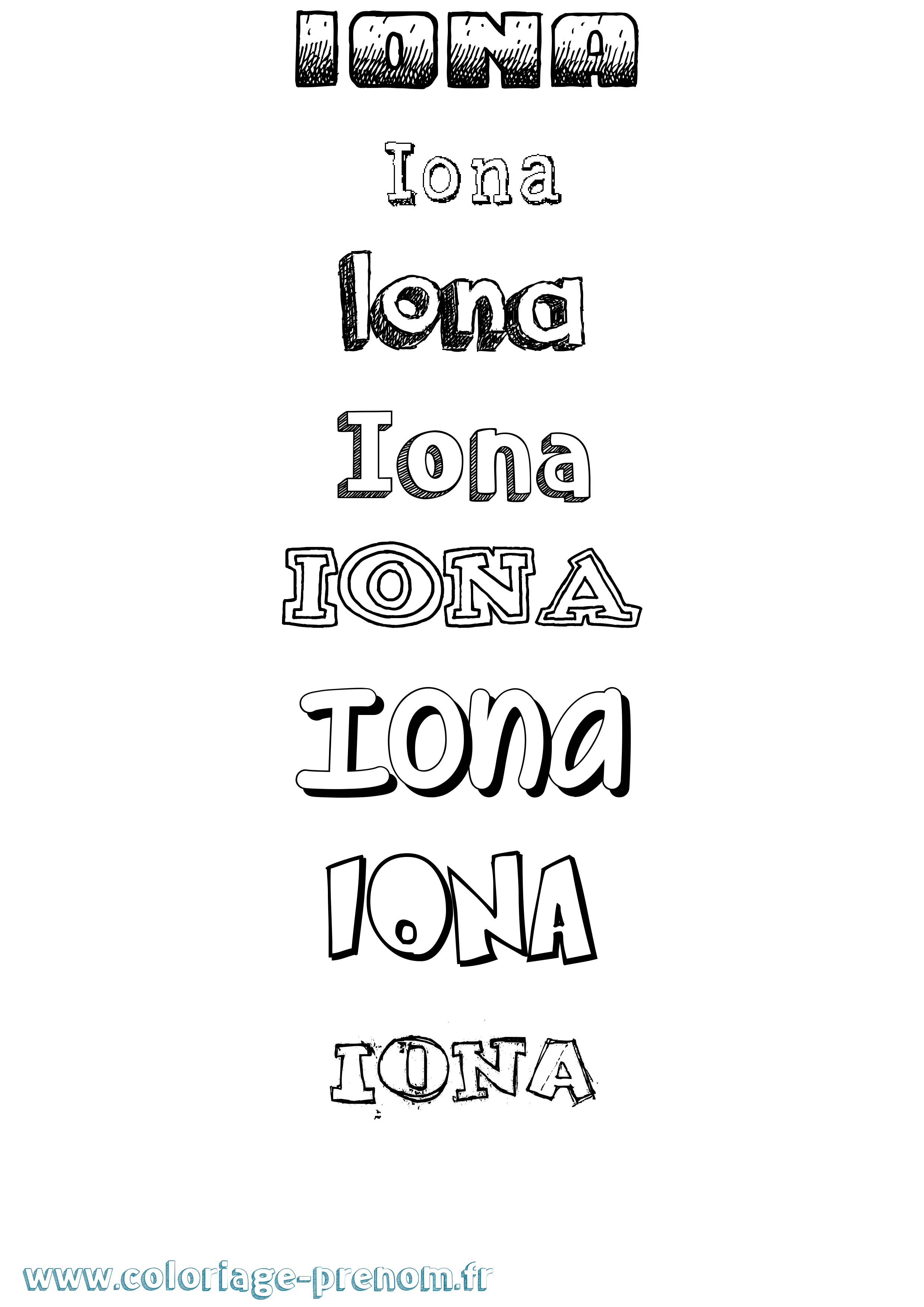 Coloriage prénom Iona Dessiné