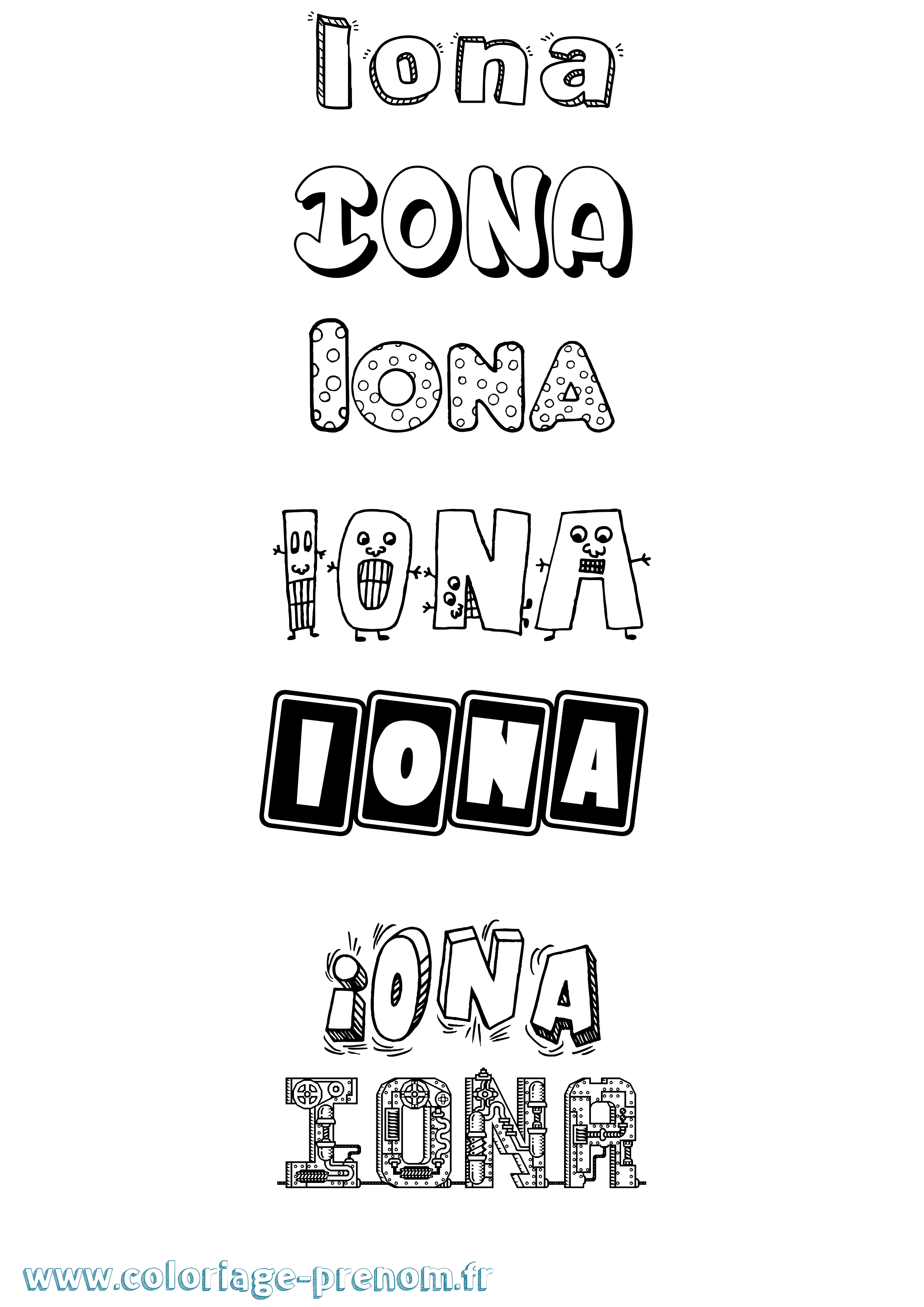 Coloriage prénom Iona Fun