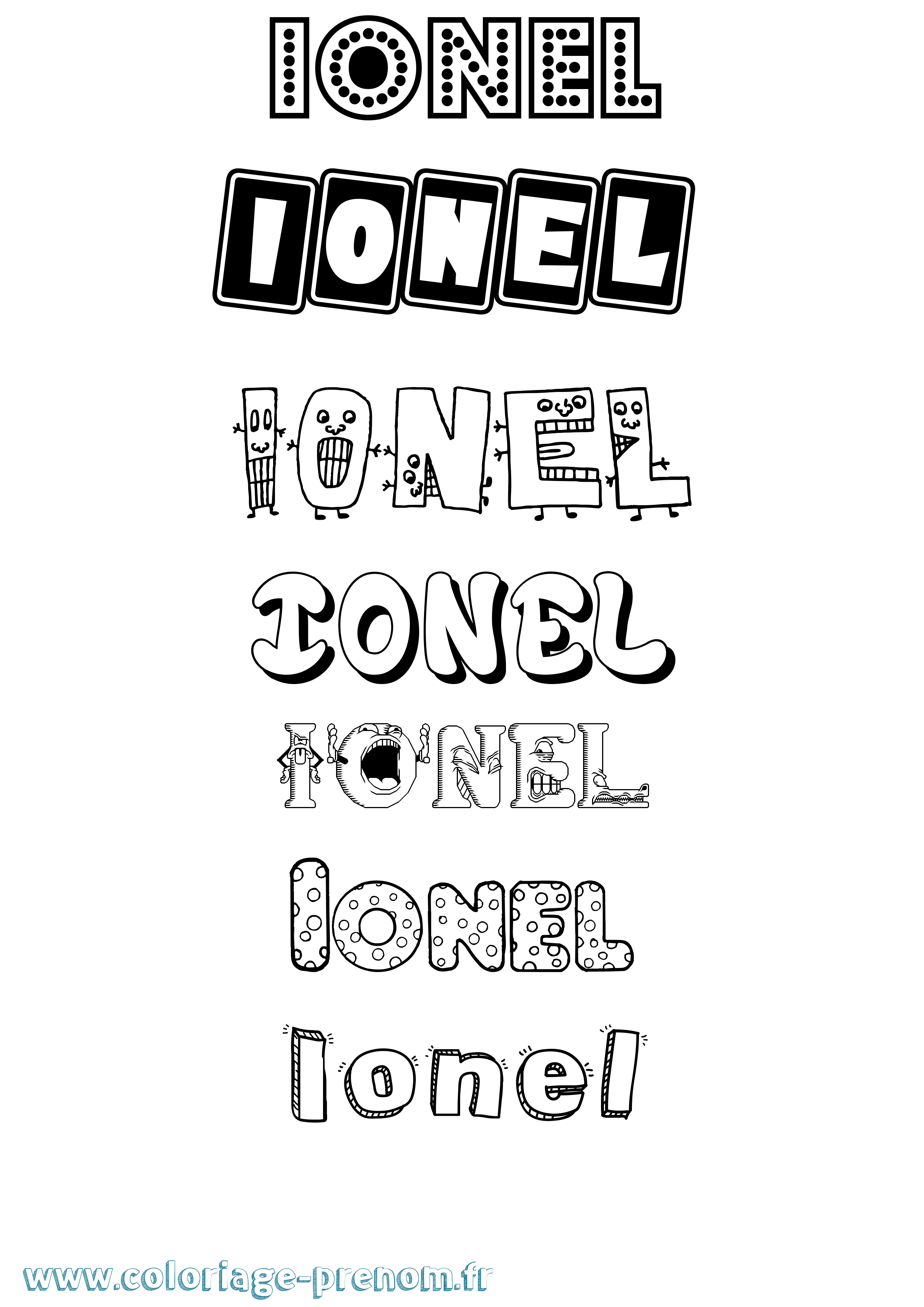 Coloriage prénom Ionel Fun