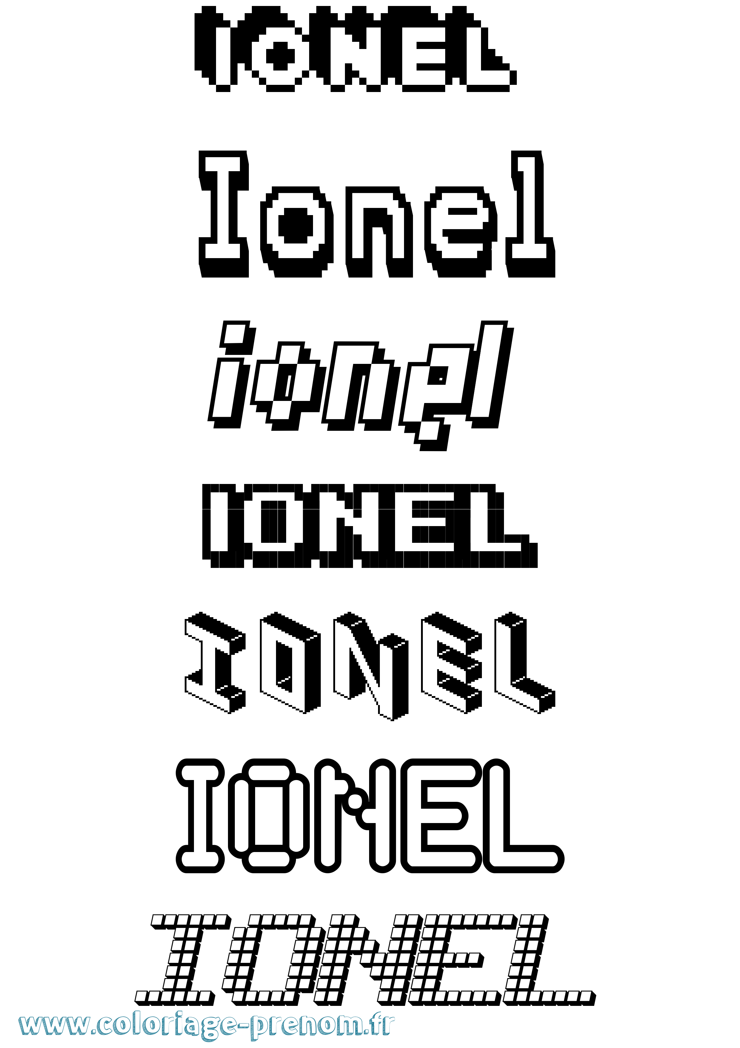 Coloriage prénom Ionel Pixel