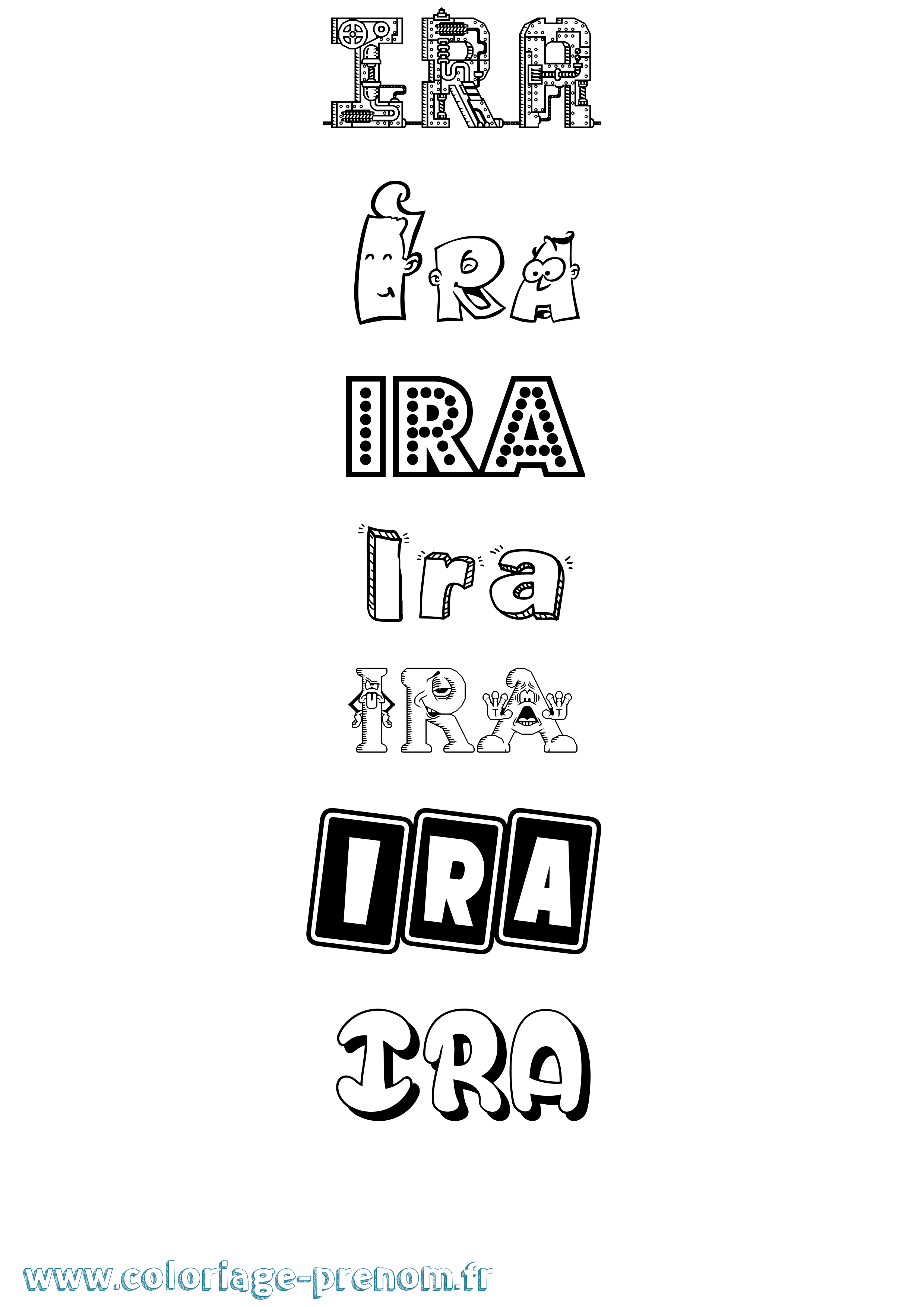 Coloriage prénom Ira Fun