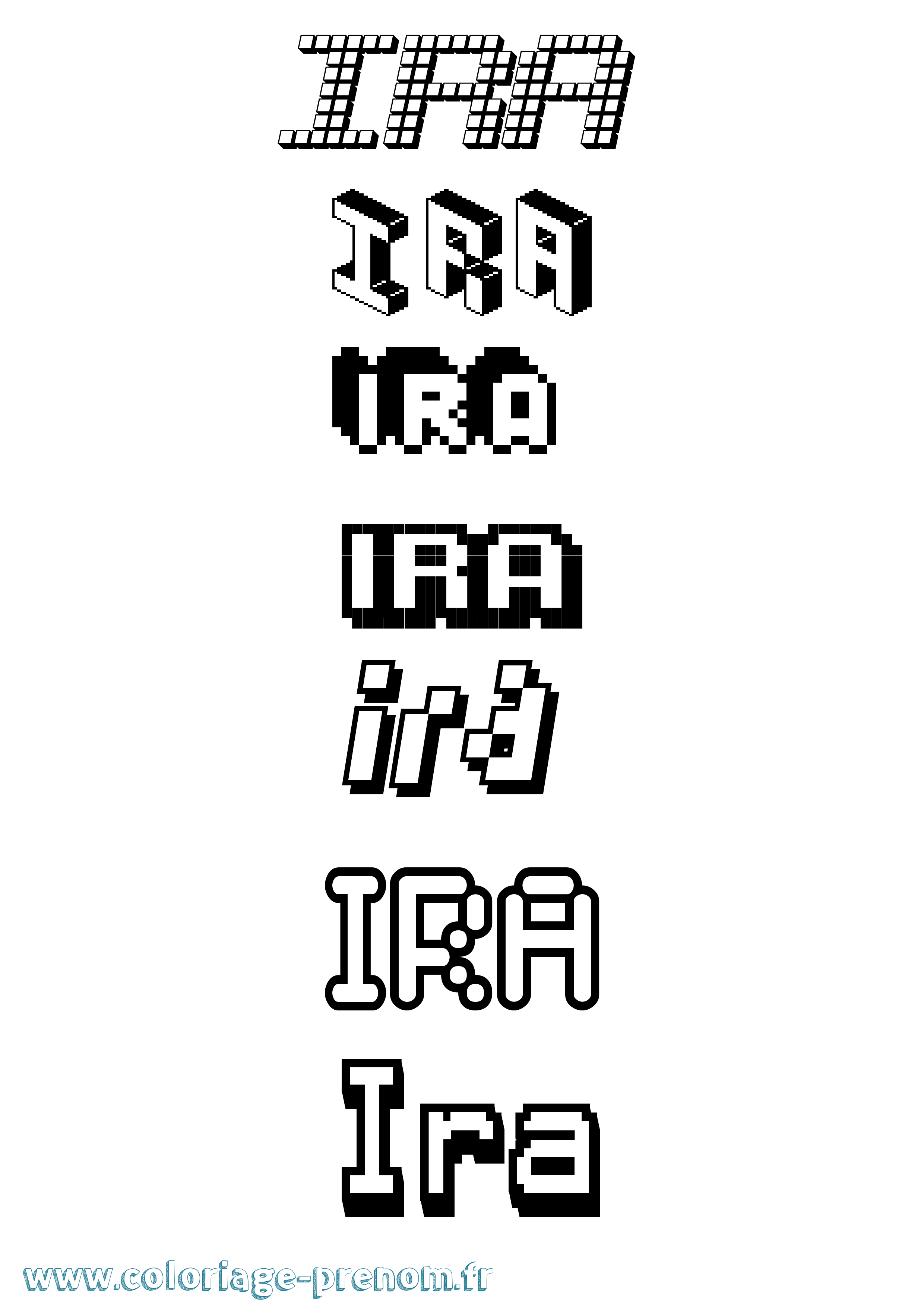 Coloriage prénom Ira Pixel