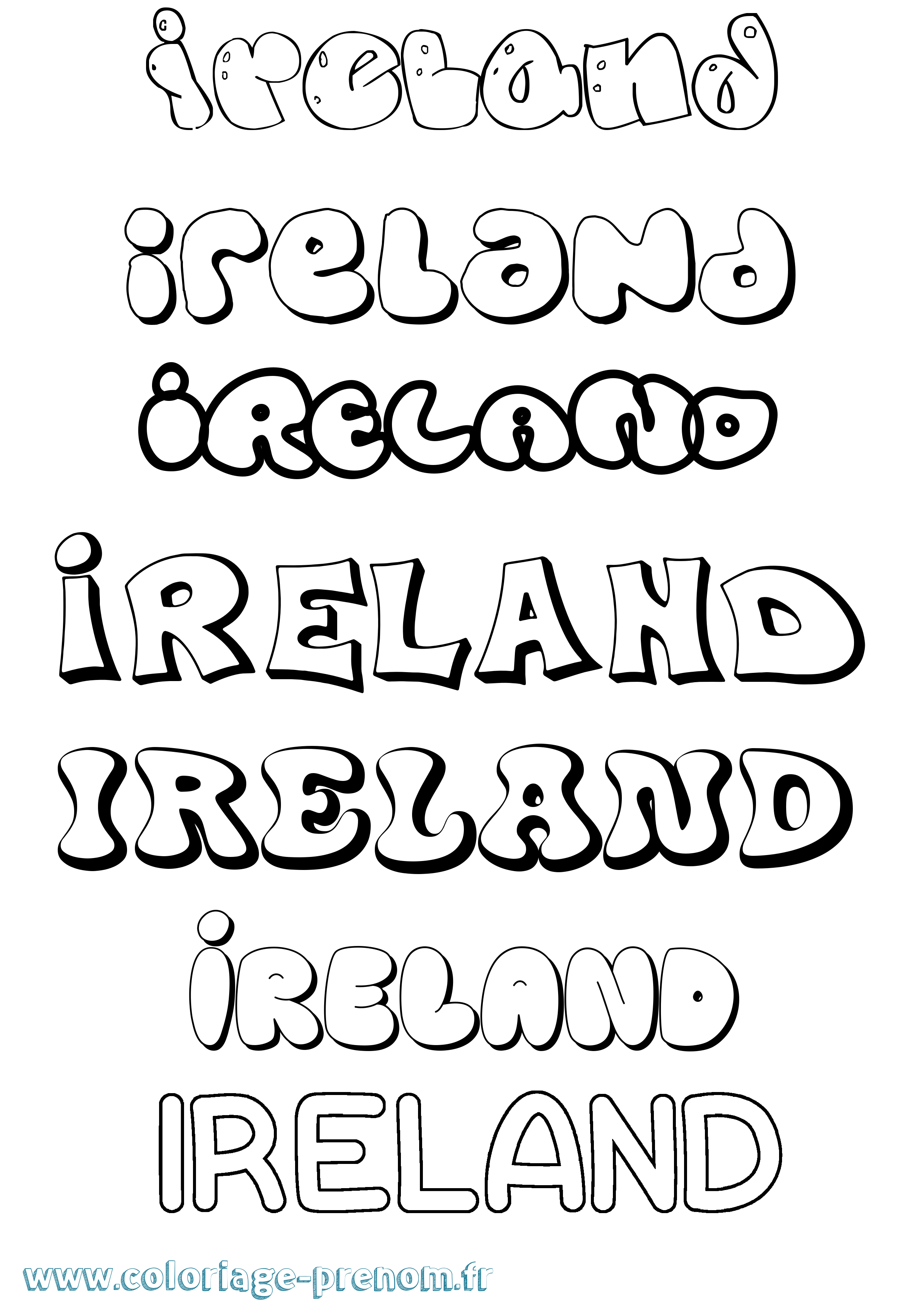 Coloriage prénom Ireland Bubble
