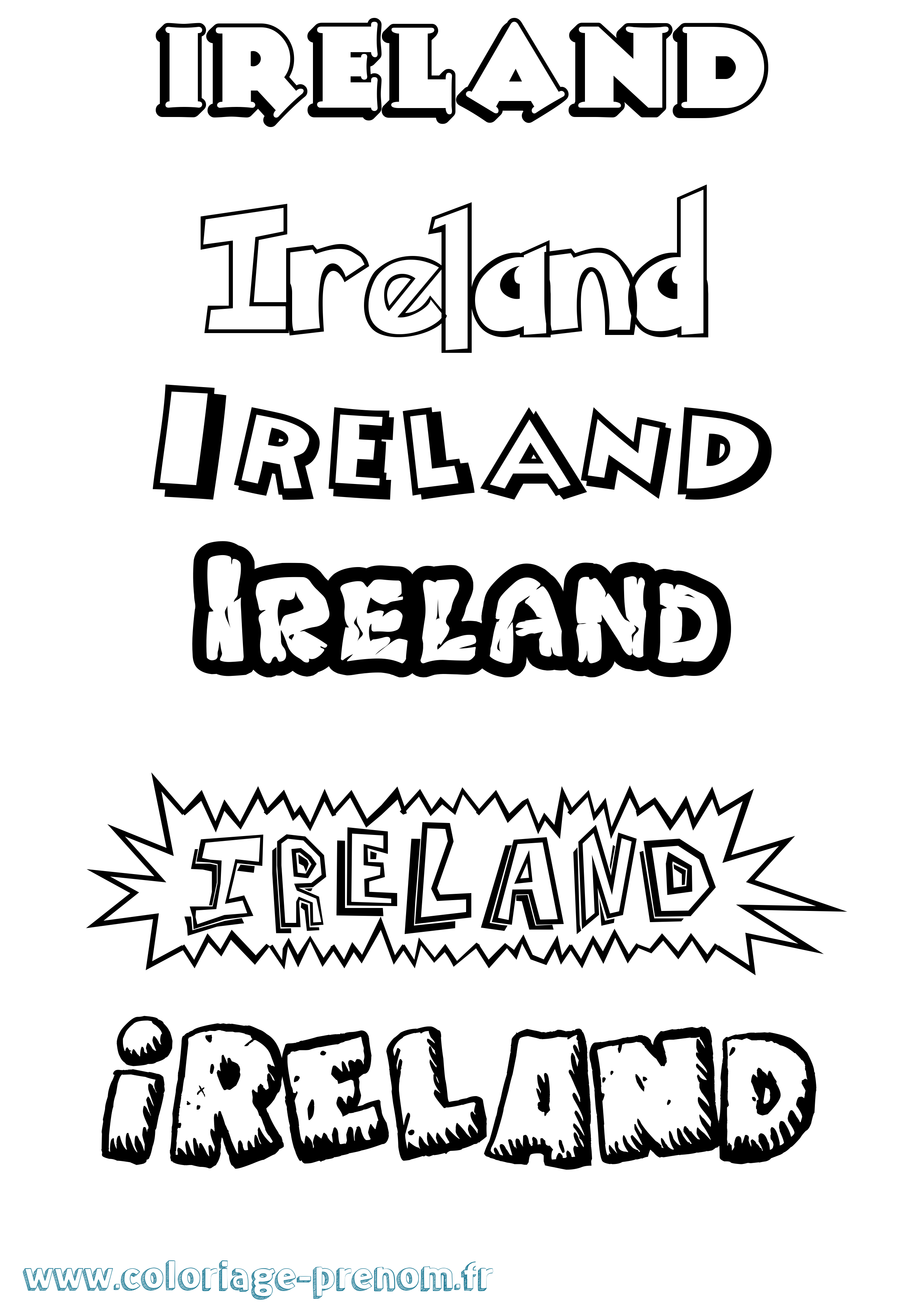 Coloriage prénom Ireland Dessin Animé