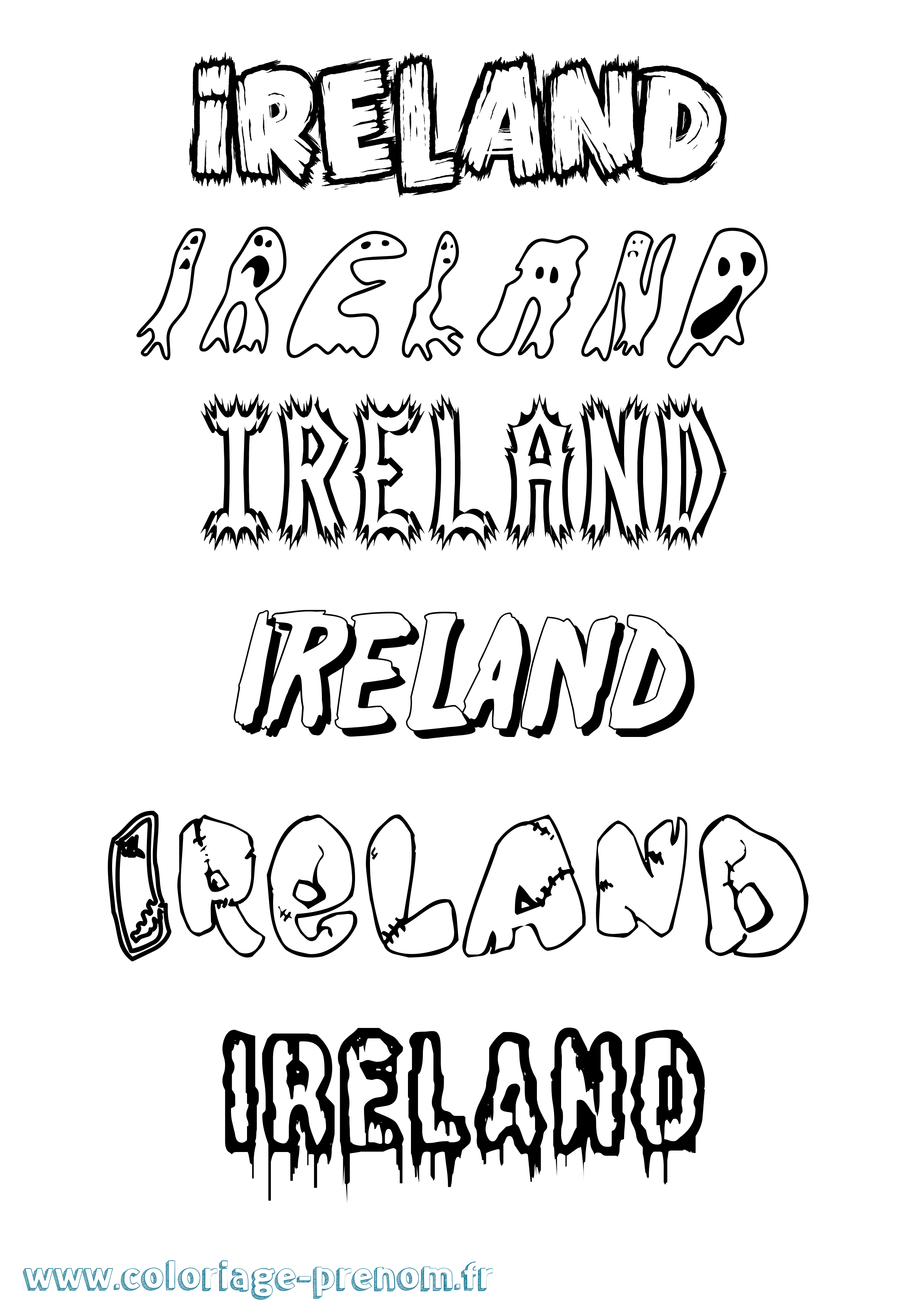 Coloriage prénom Ireland Frisson