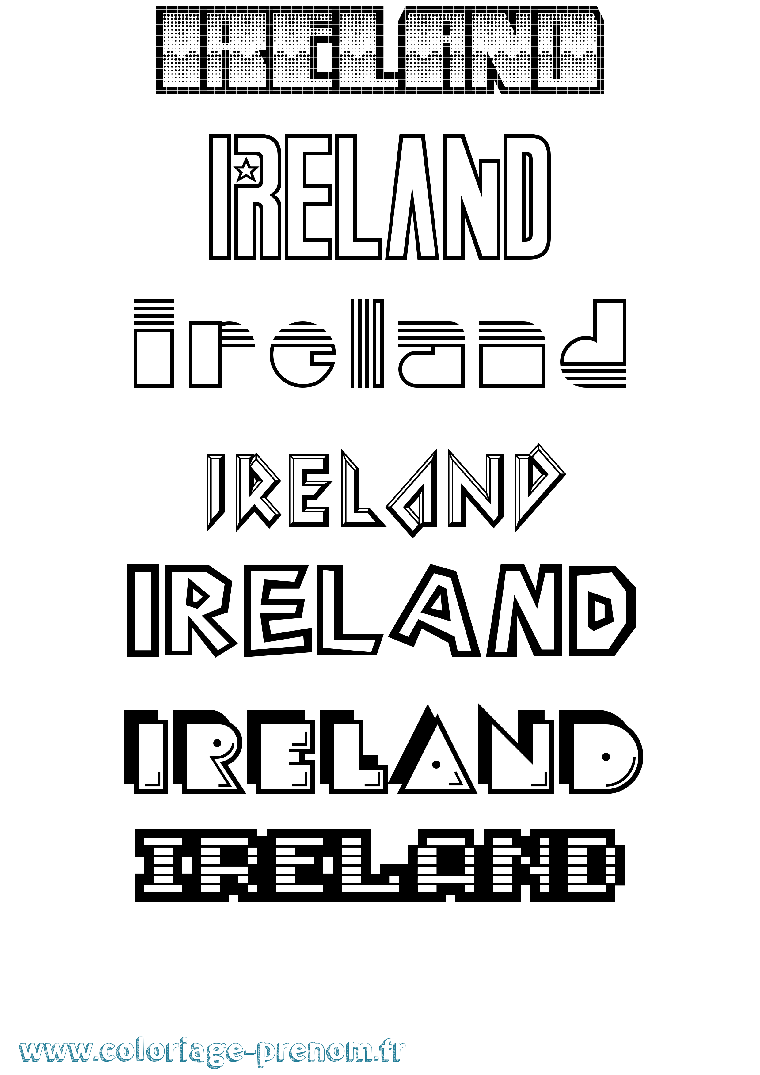Coloriage prénom Ireland Jeux Vidéos